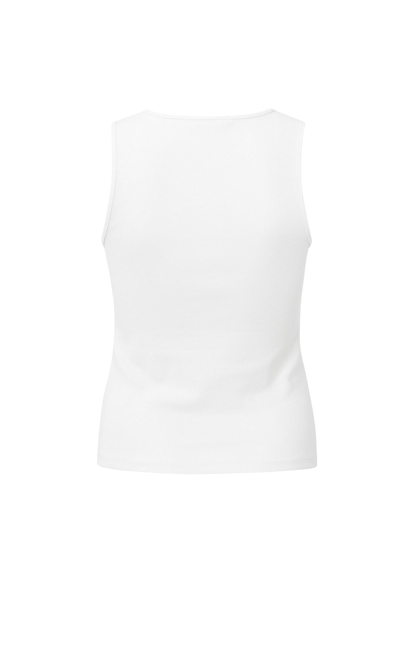 Rib knitted singlet with square neck in organic cotton