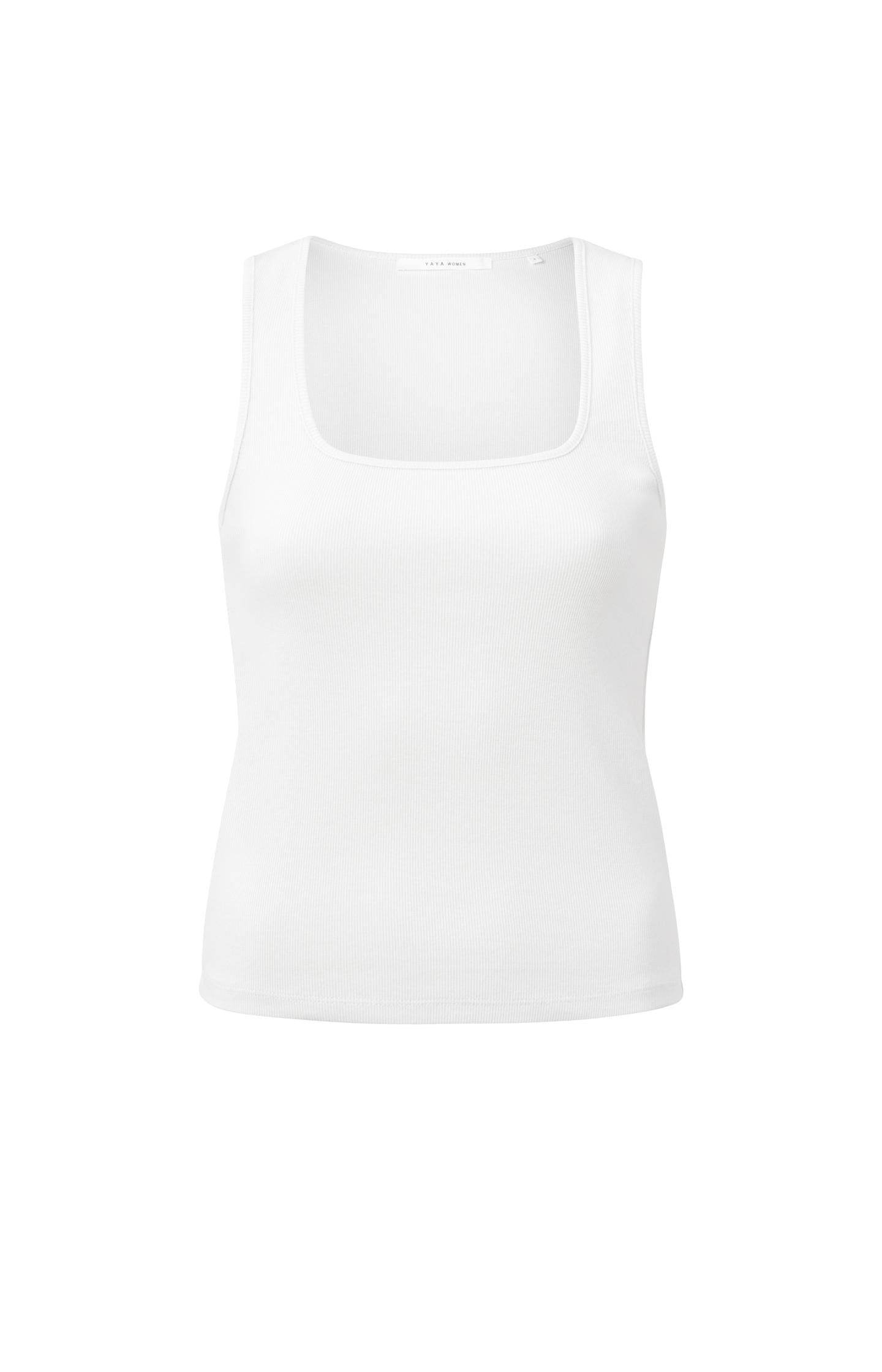 Rib knitted singlet with square neck in organic cotton - Type: product