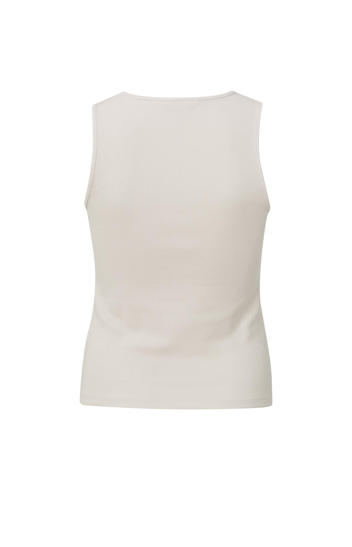 Rib knitted singlet with square neck in organic cotton