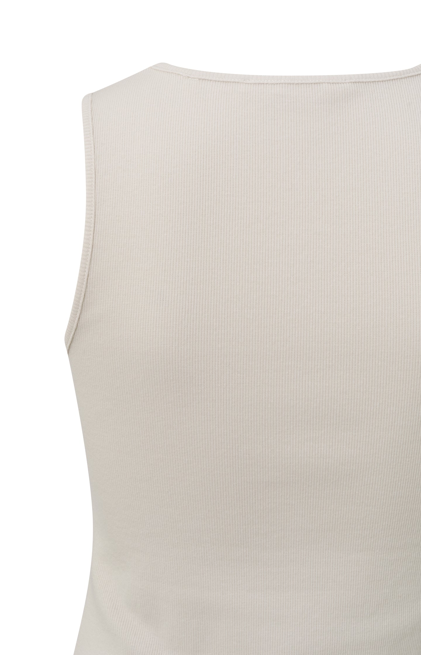 Rib knitted singlet with square neck in organic cotton