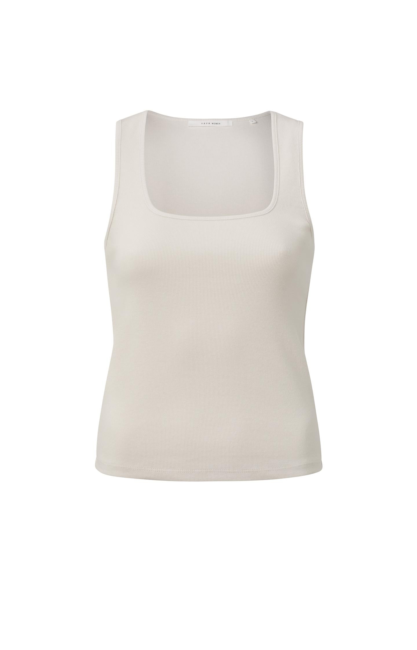 Rib knitted singlet with square neck in organic cotton - Type: product