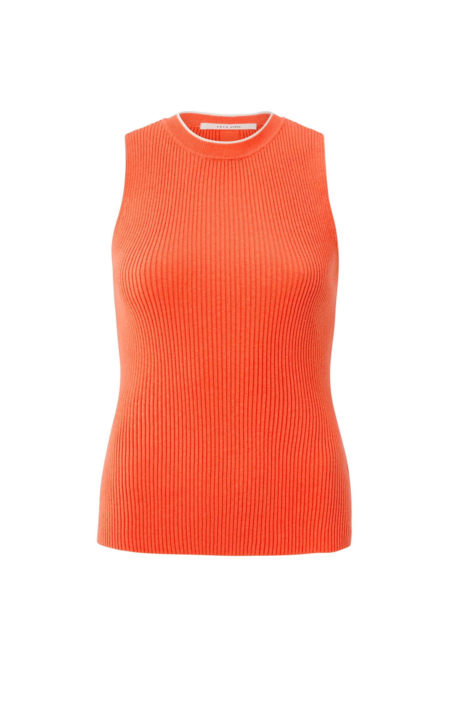 Rib knitted tank top with round neck in regular fit - Type: product