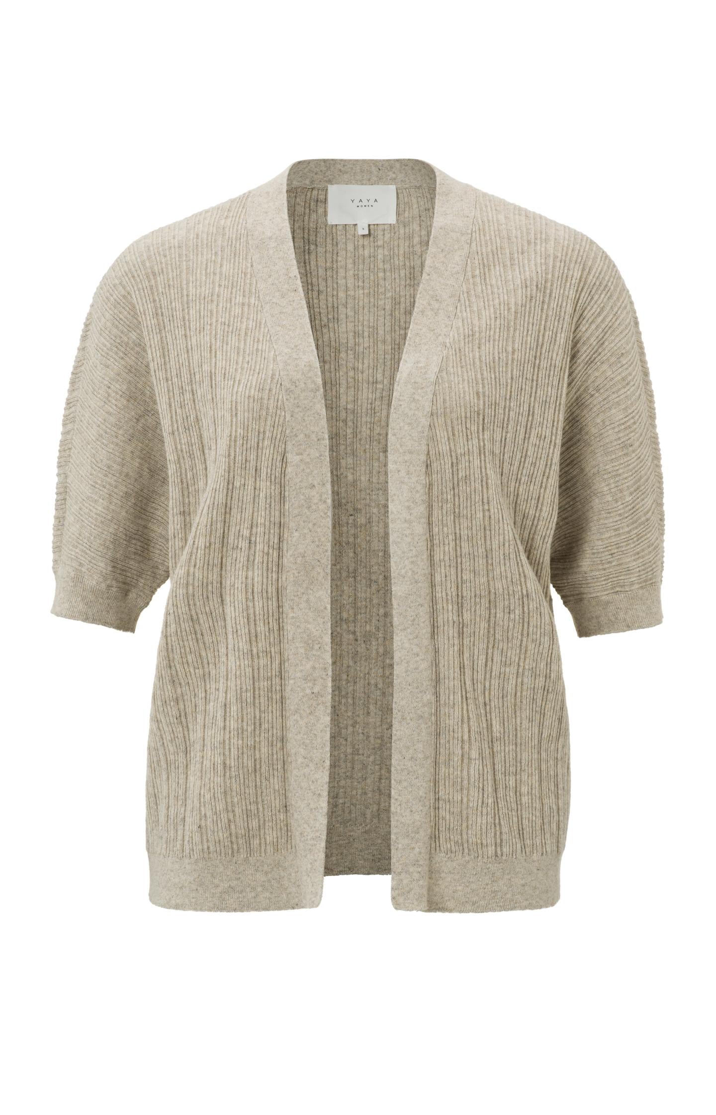 Ribbed cardigan with mid-length balloon sleeves - Type: product