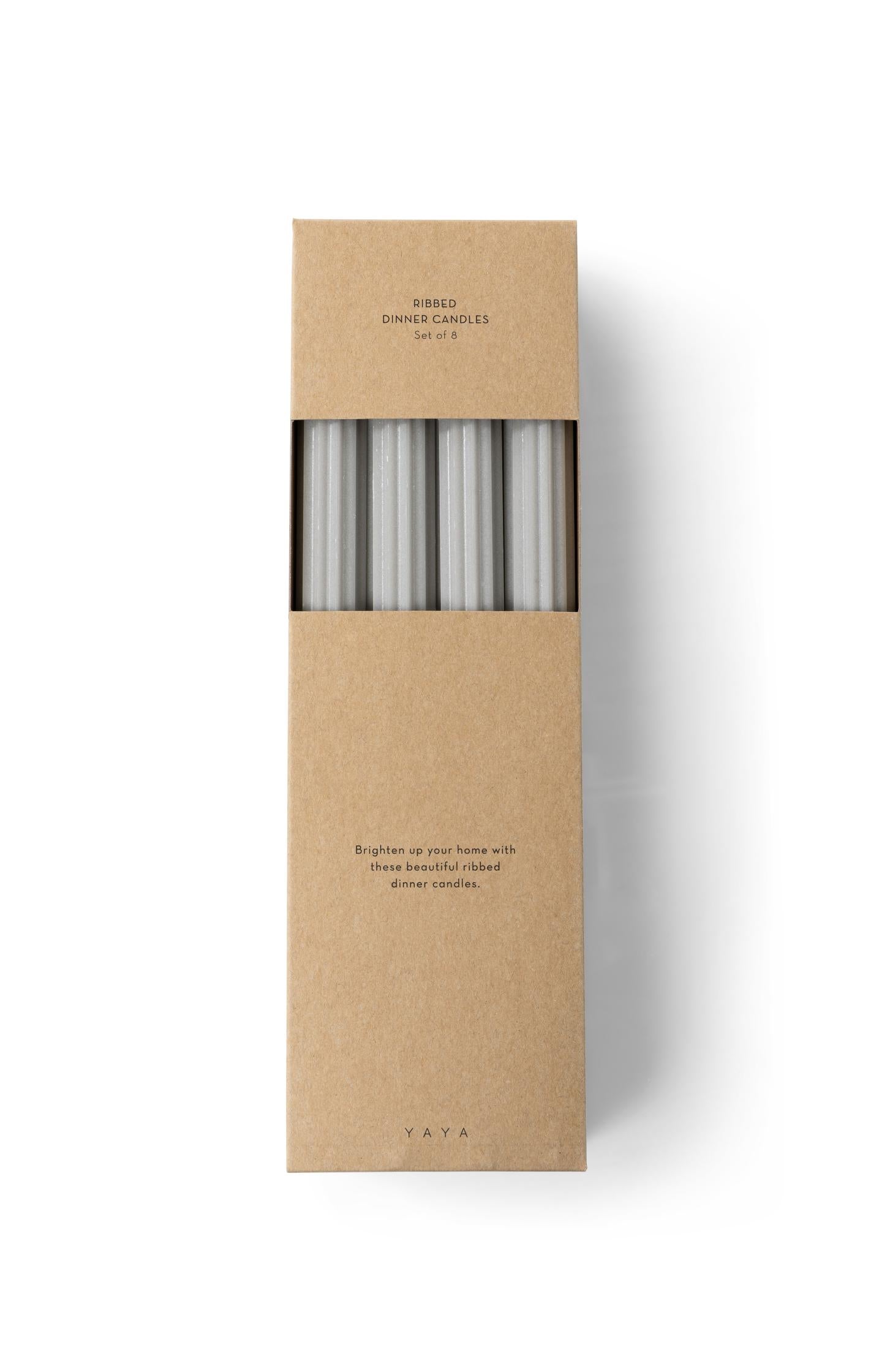 Ribbed dinner candles - set of 8 - Type: product