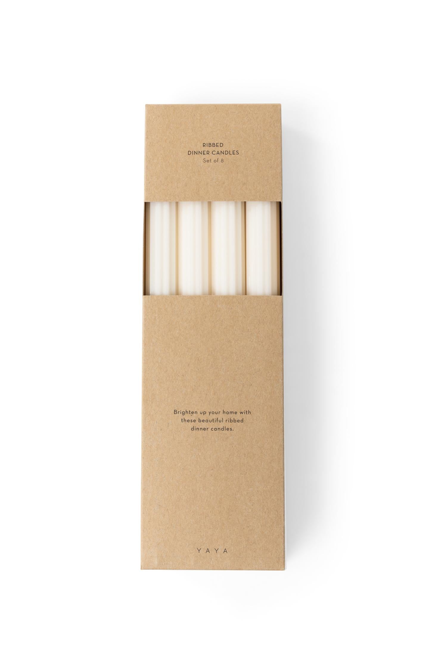 Ribbed dinner candles - set of 8 - Type: product
