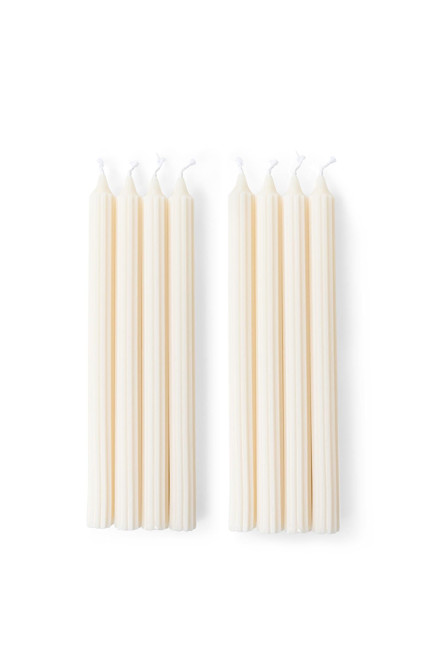 Ribbed dinner candles - set of 8 