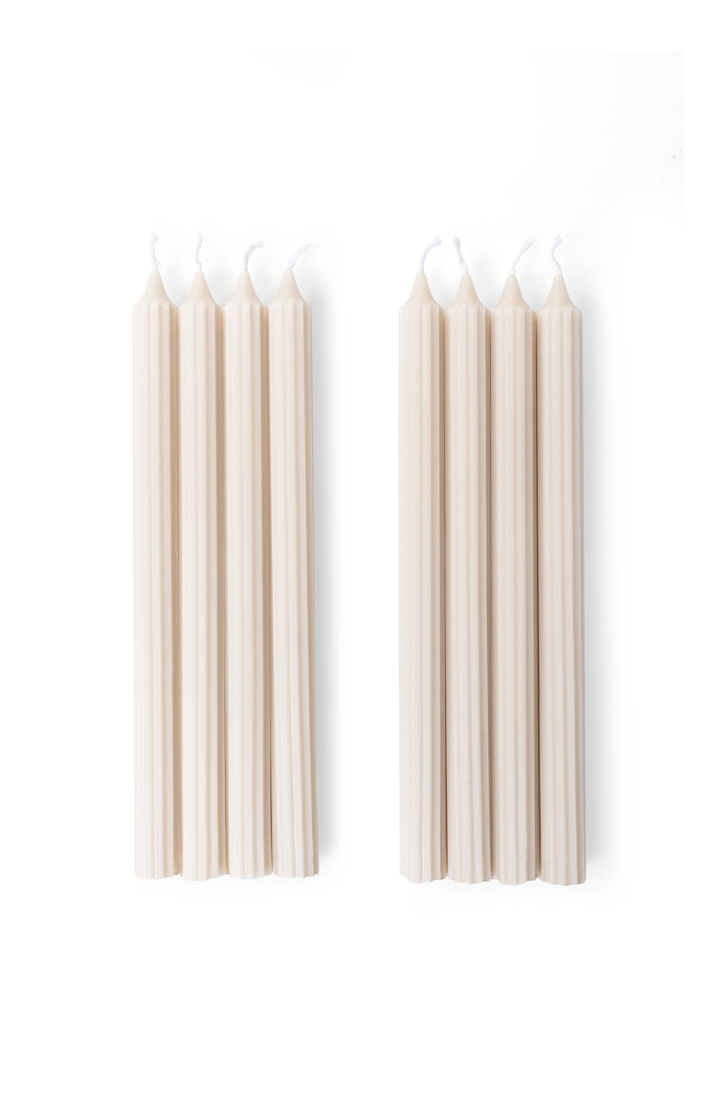 Ribbed dinner candles - set of 8 - Type: product