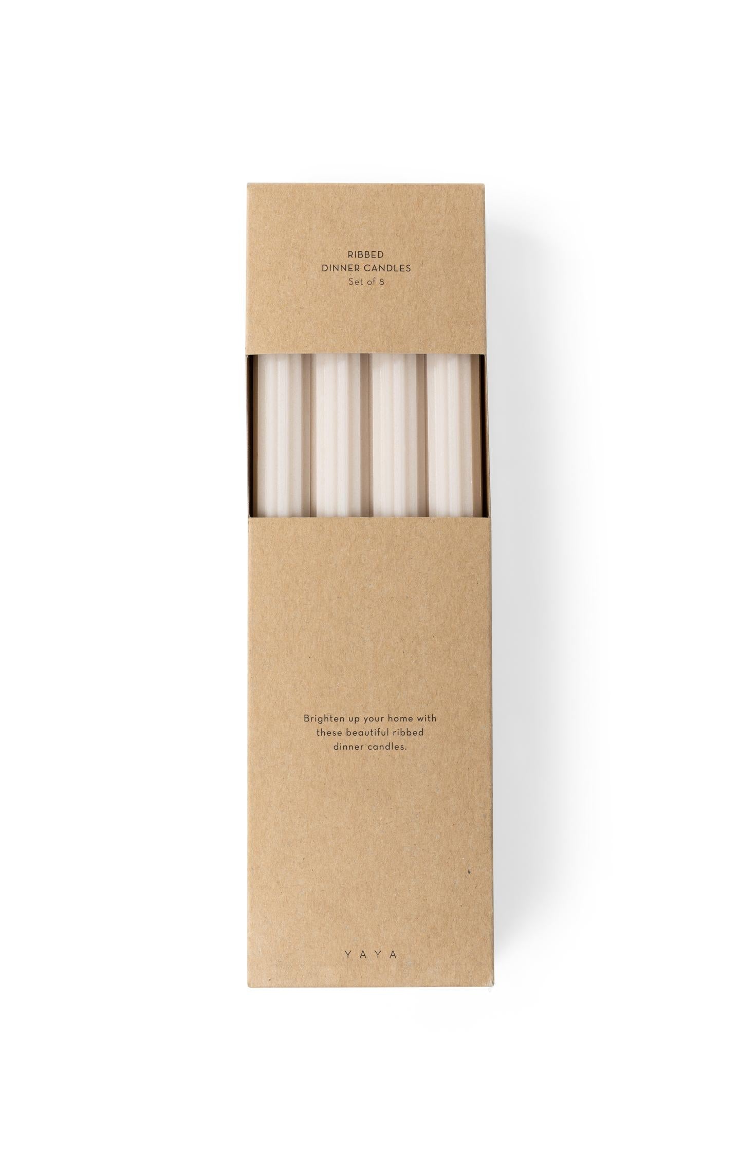 Ribbed dinner candles - set of 8 - Type: product