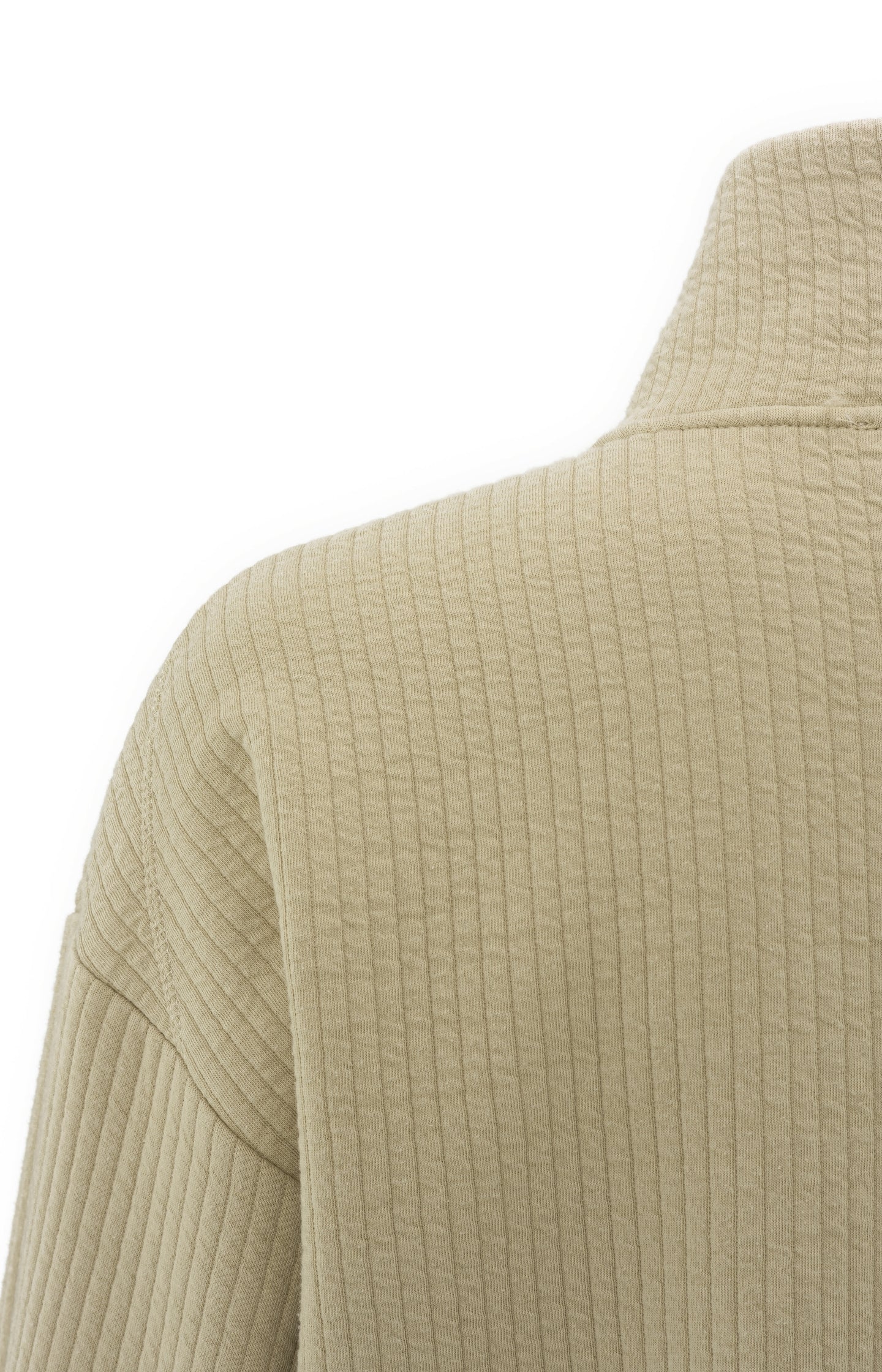 Ribbed jersey cardigan with zipper closure and cords