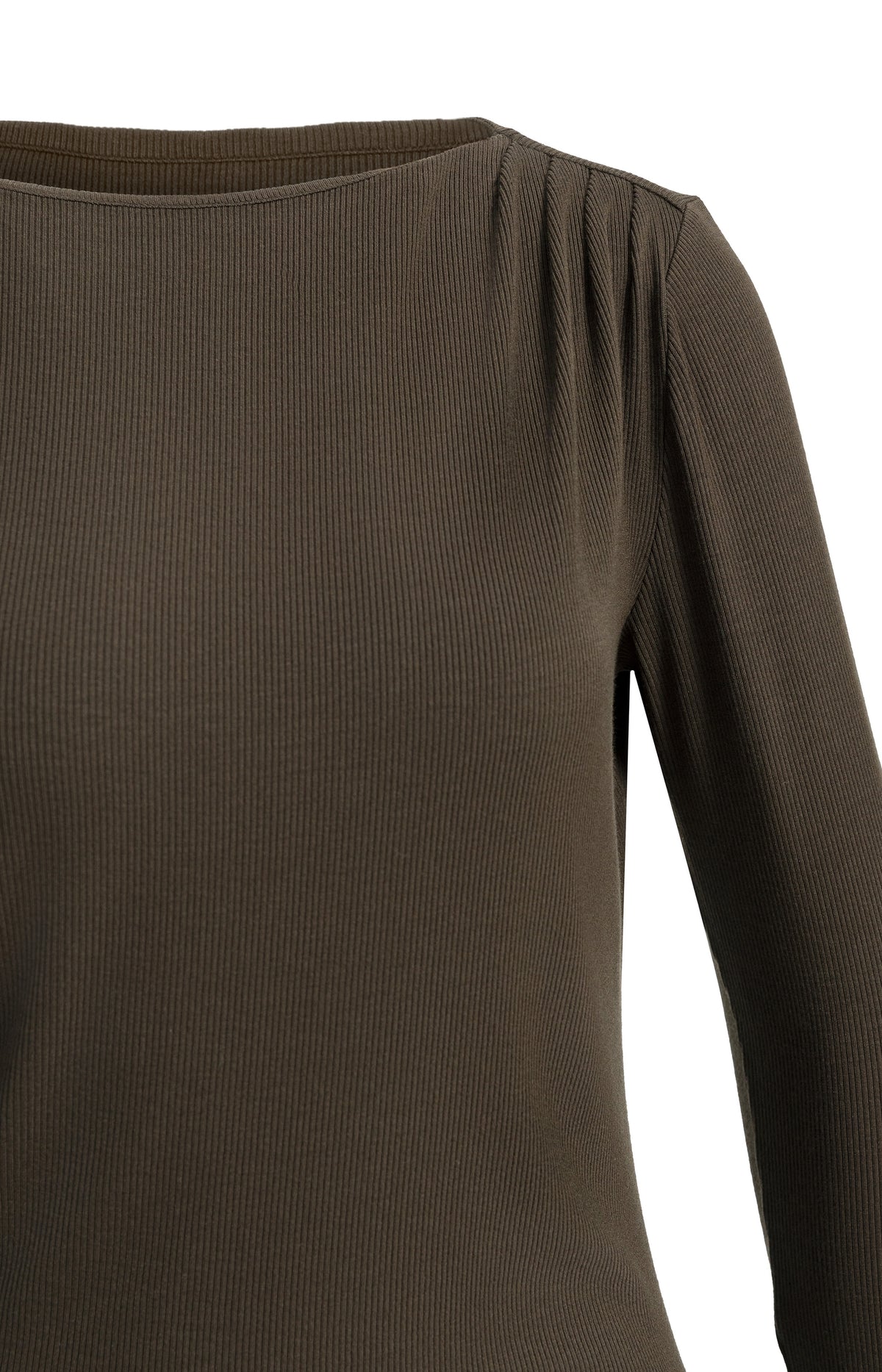 Ribbed jersey top with pleated drape - Delicioso Brown