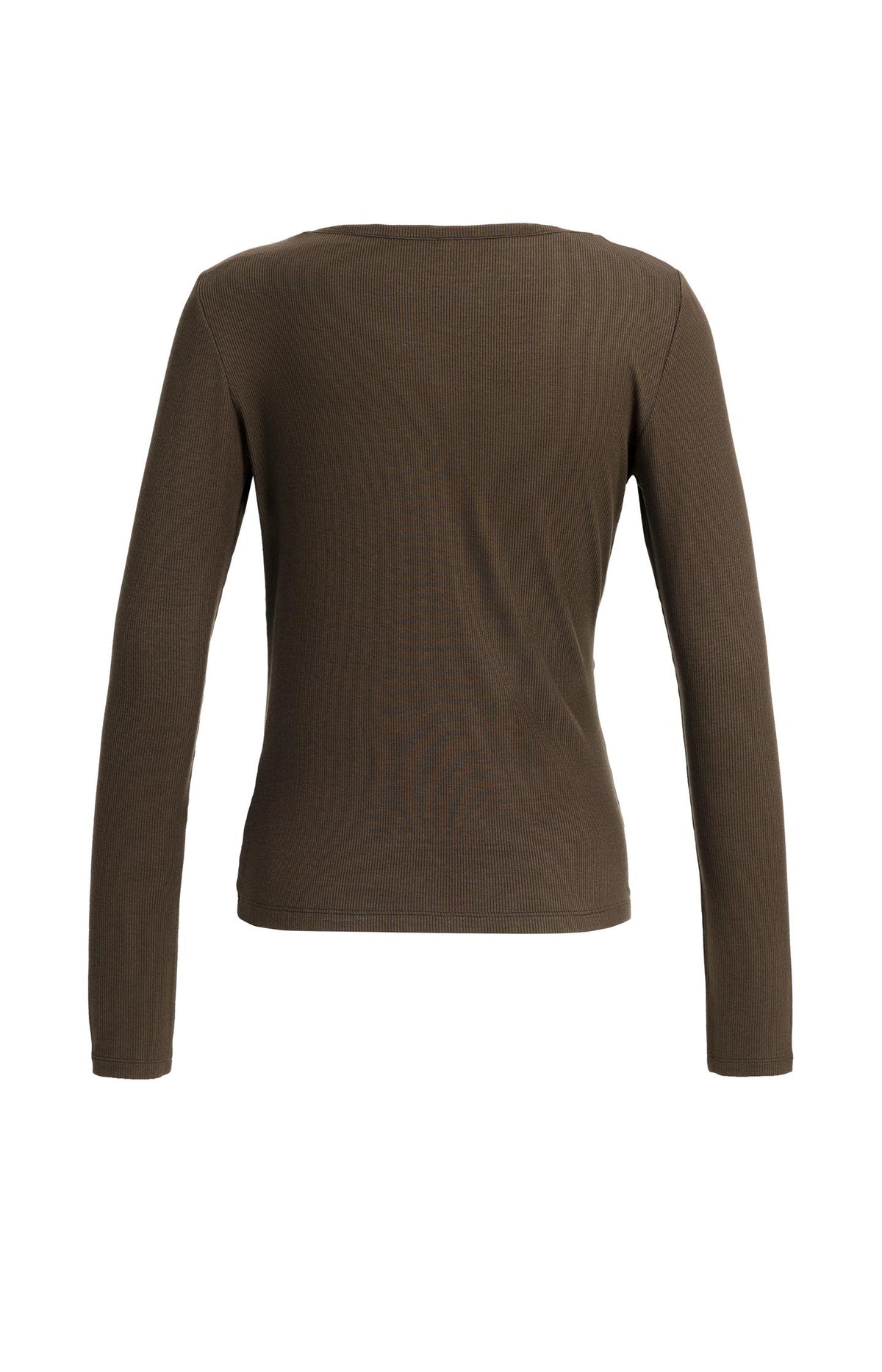Ribbed jersey top with pleated drape - Delicioso Brown