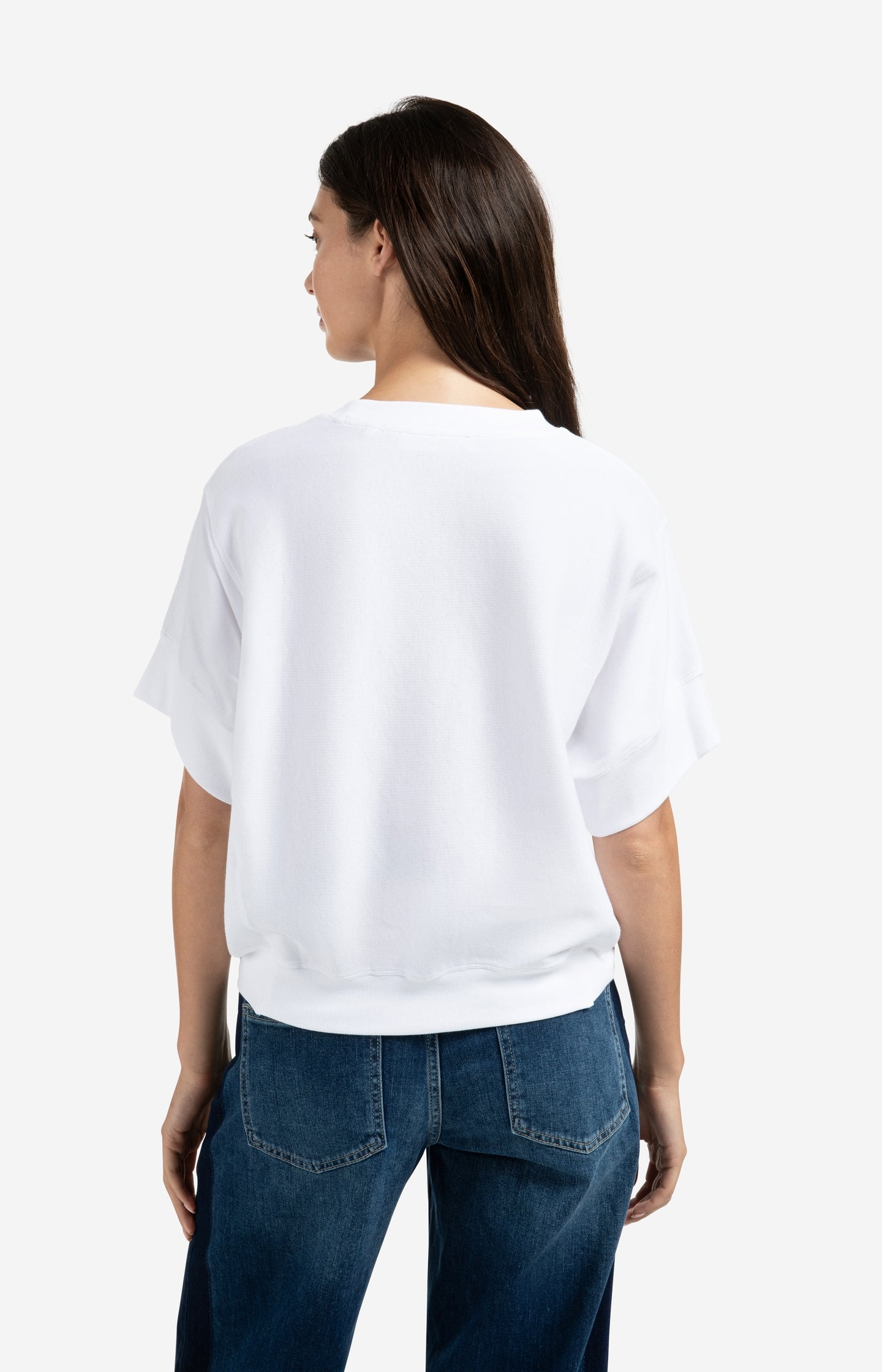 Ribbed jersey top with short sleeves