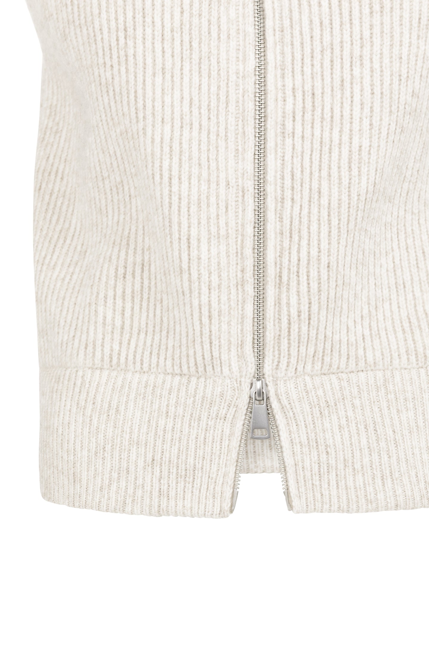 Ribbed knit sleeveless vest with high neck and zipper