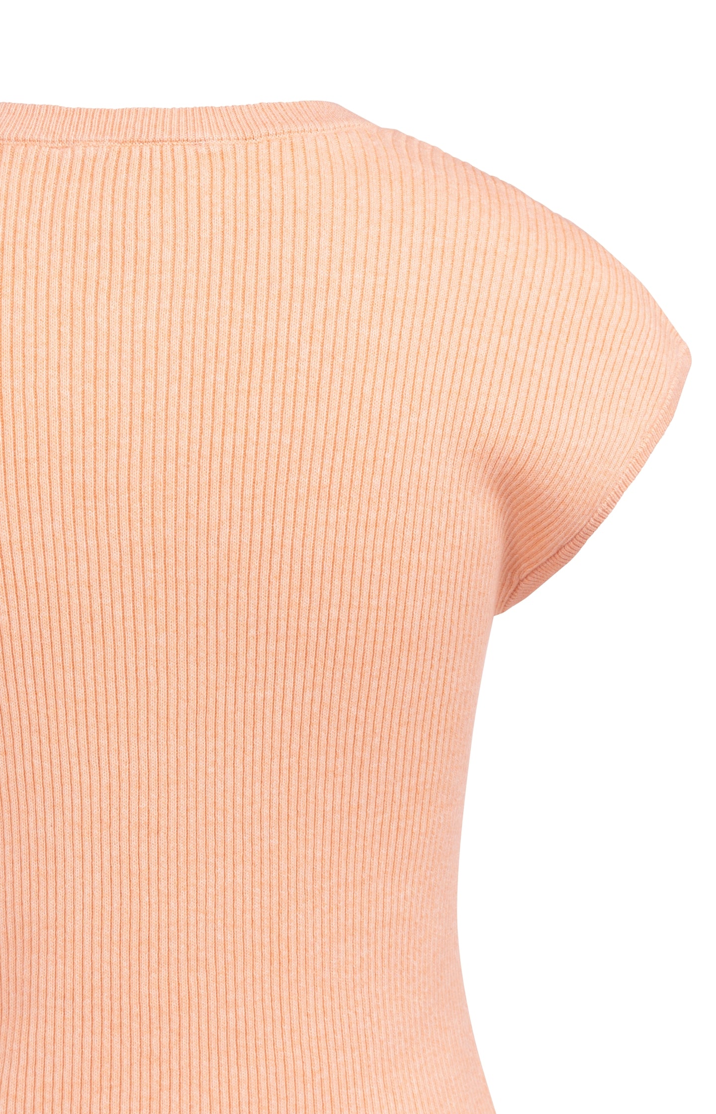 Ribbed knit top with deep round neckline