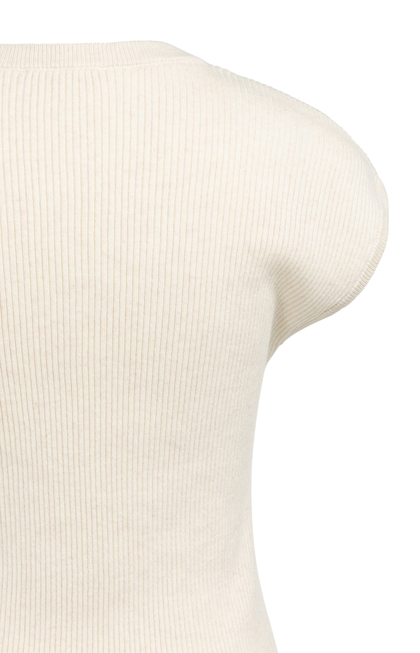 Ribbed knit top with deep round neckline