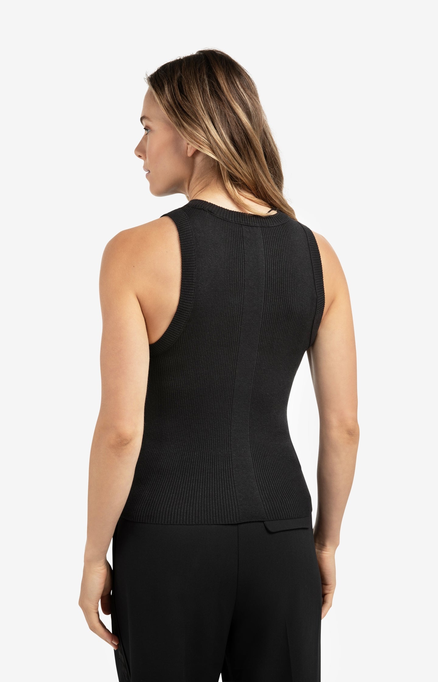 Ribbed knitted tank top with subtle shine details