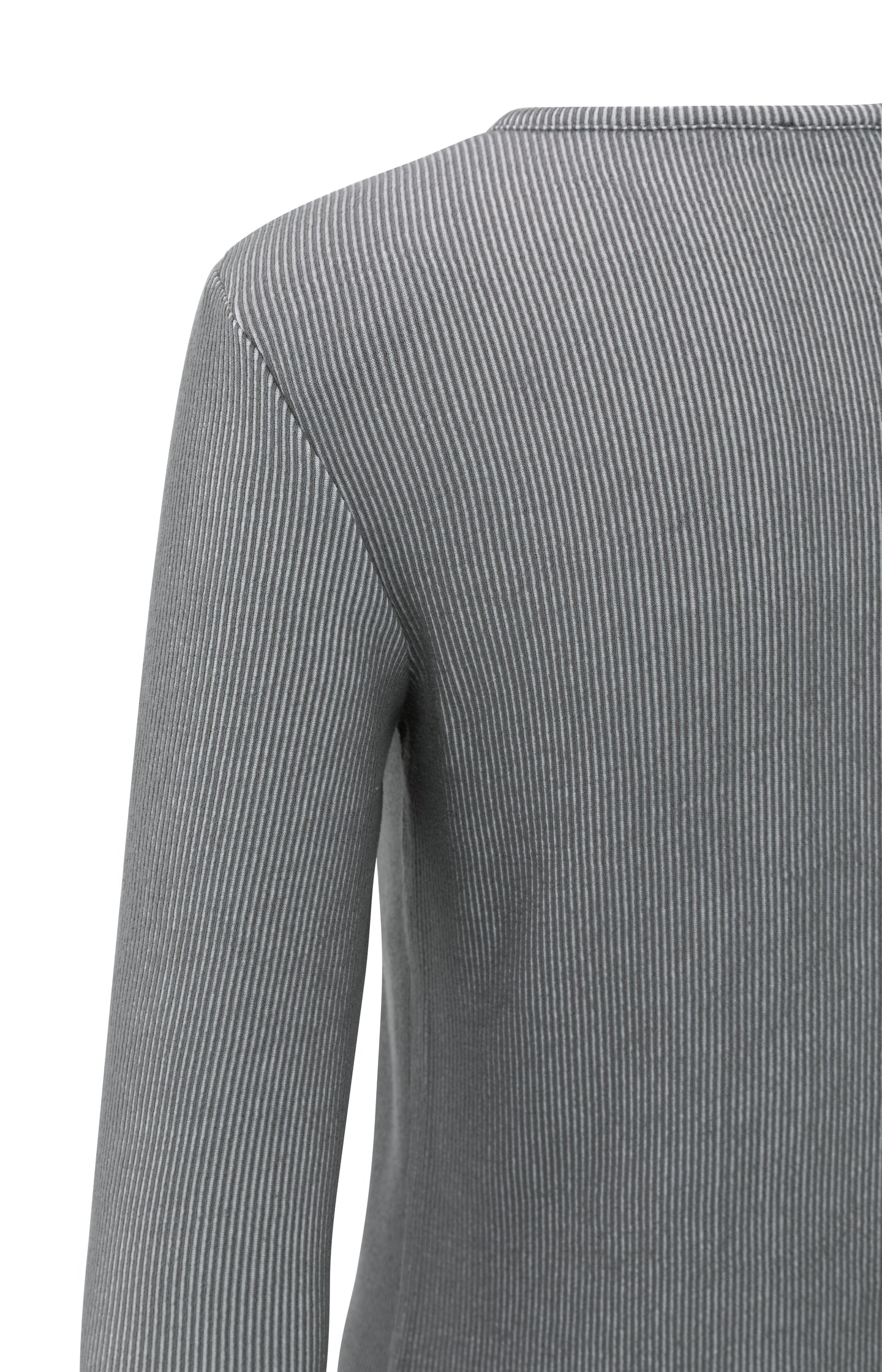 Ribbed long sleeve top with shoulder pads