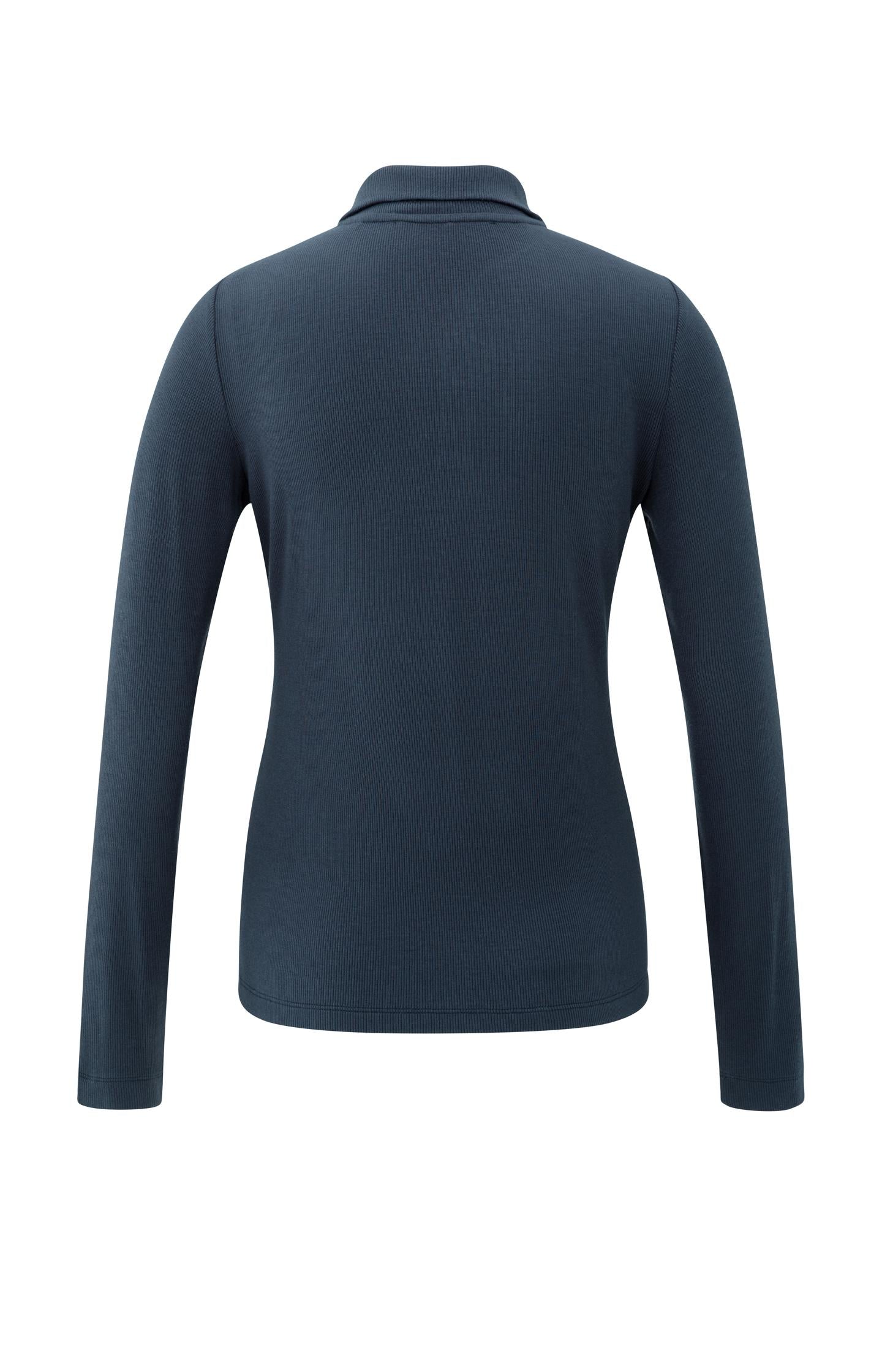 Ribbed long sleeve top with zip collar