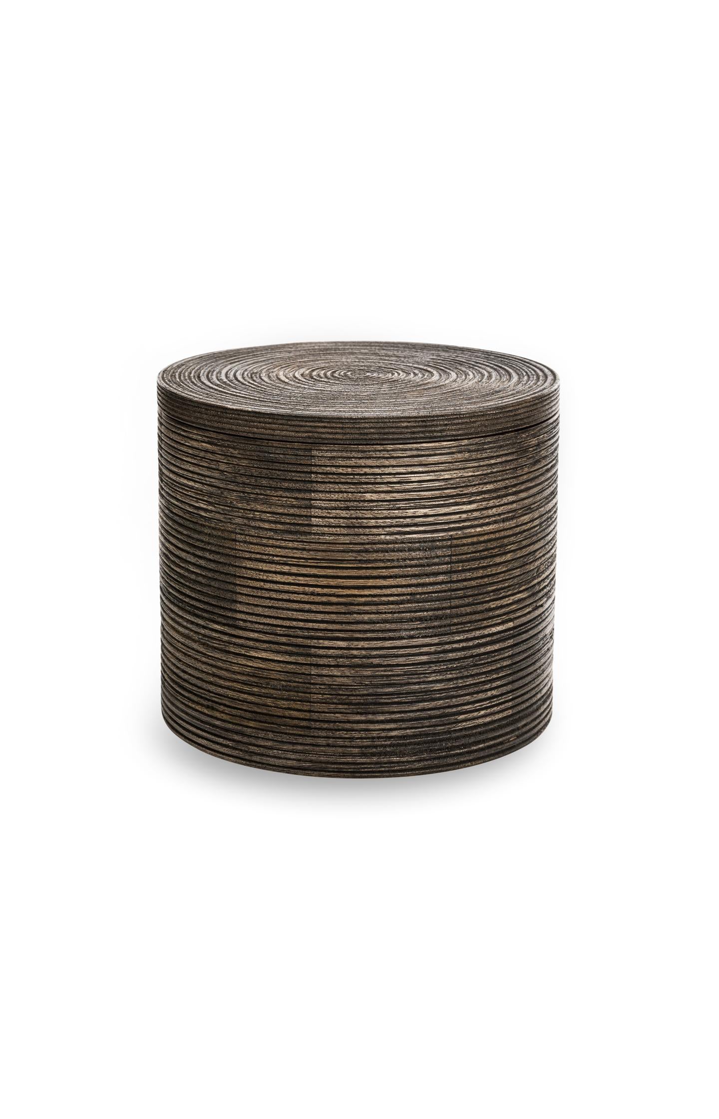 Ribbed mango wood storage jar - small - Type: product