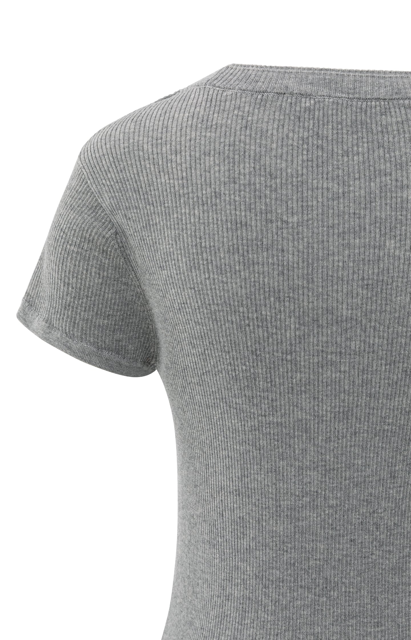 Ribbed short sleeve top with double neckline