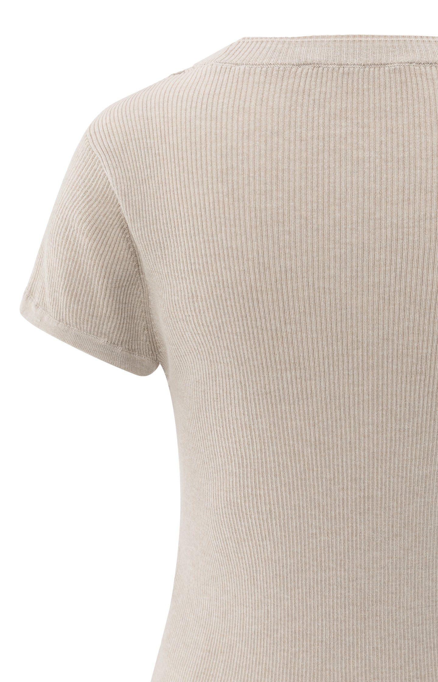 Ribbed short sleeve top with double neckline