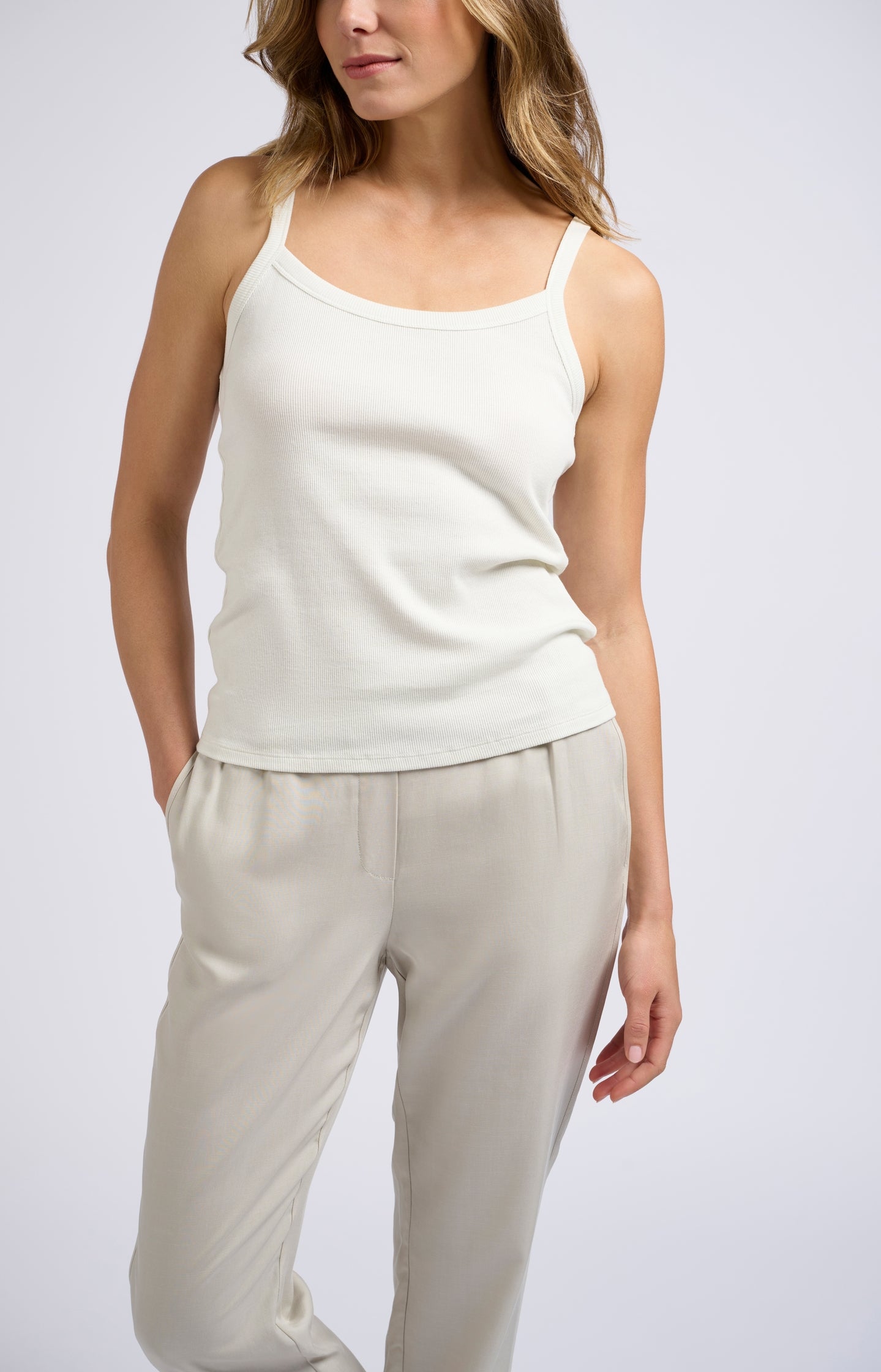 Ribbed singlet from organic cotton in regular fit - Blanc De Blanc White - Type: lookbook