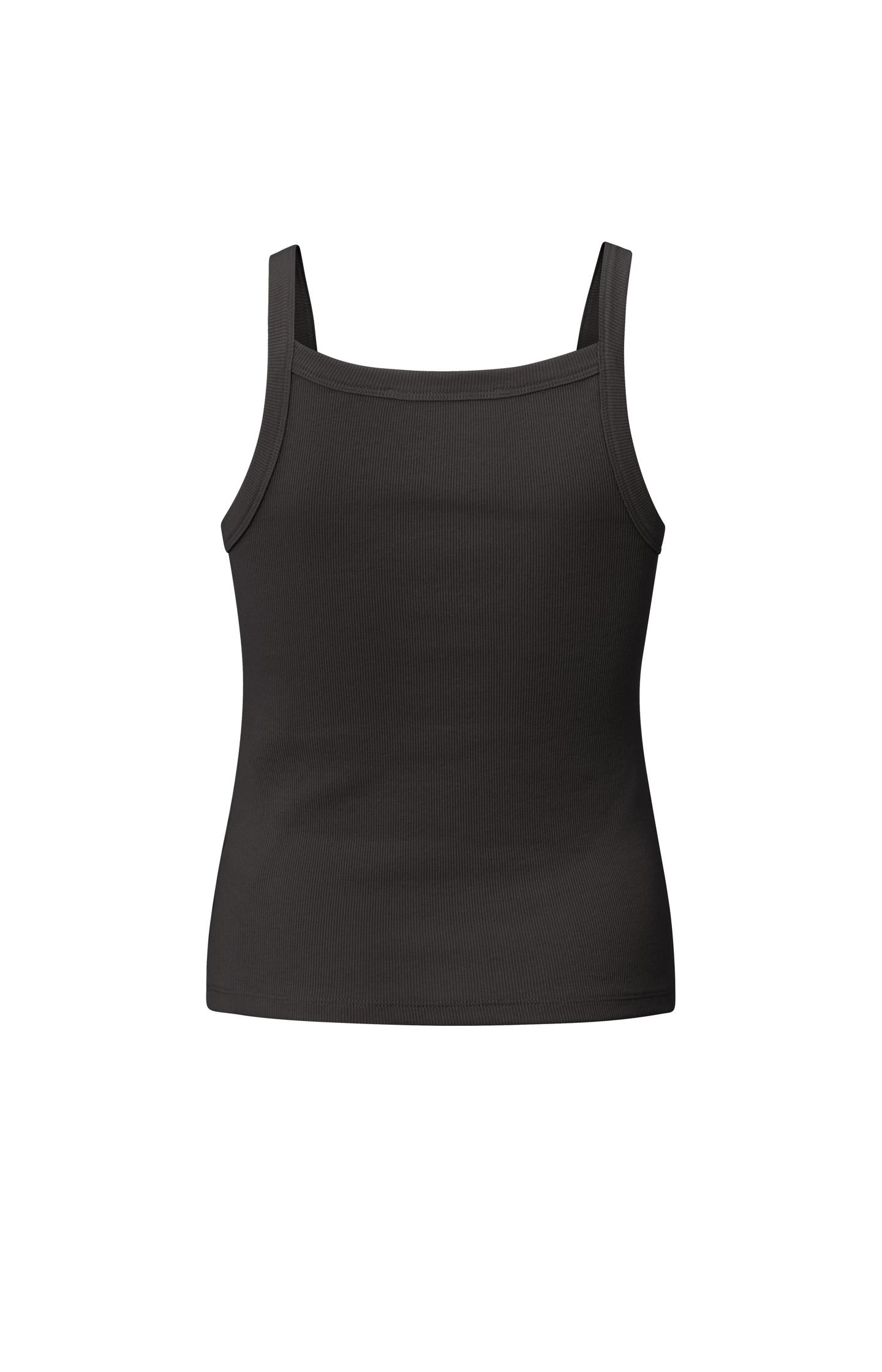 Ribbed singlet from organic cotton in regular fit - Licorice Black