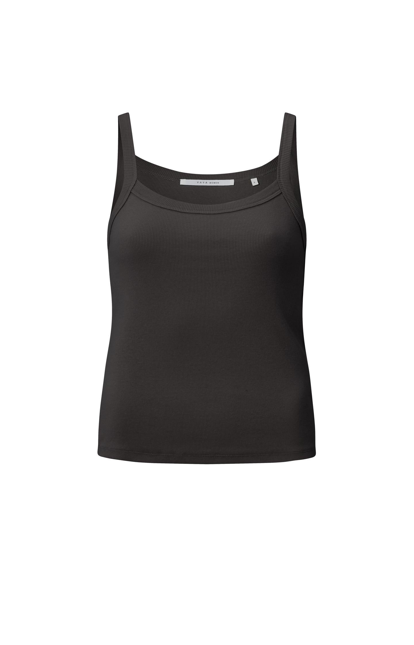 Ribbed singlet from organic cotton in regular fit - Licorice Black - Type: product