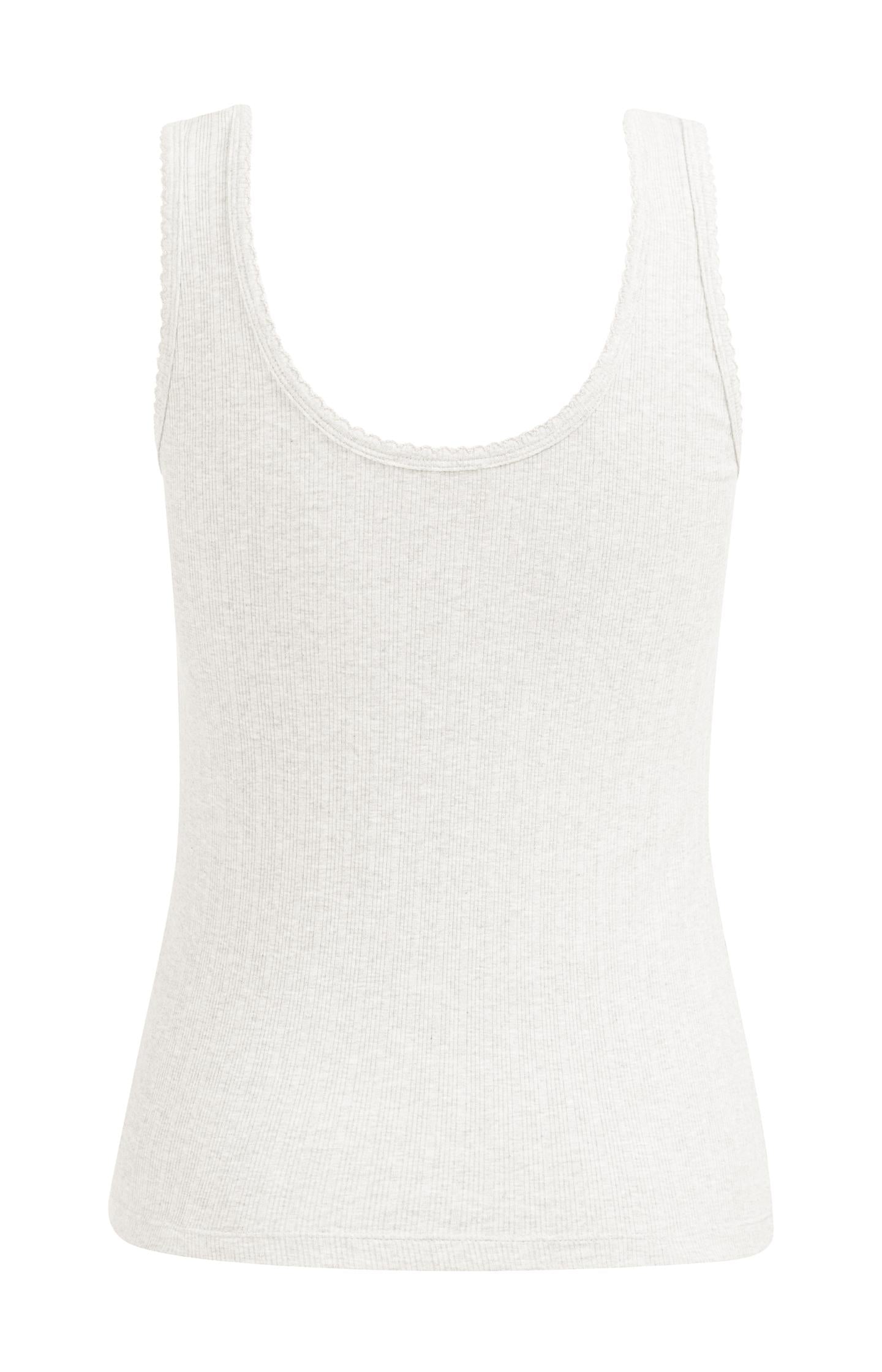 Ribbed singlet with delicate scalloped edge - Type: product