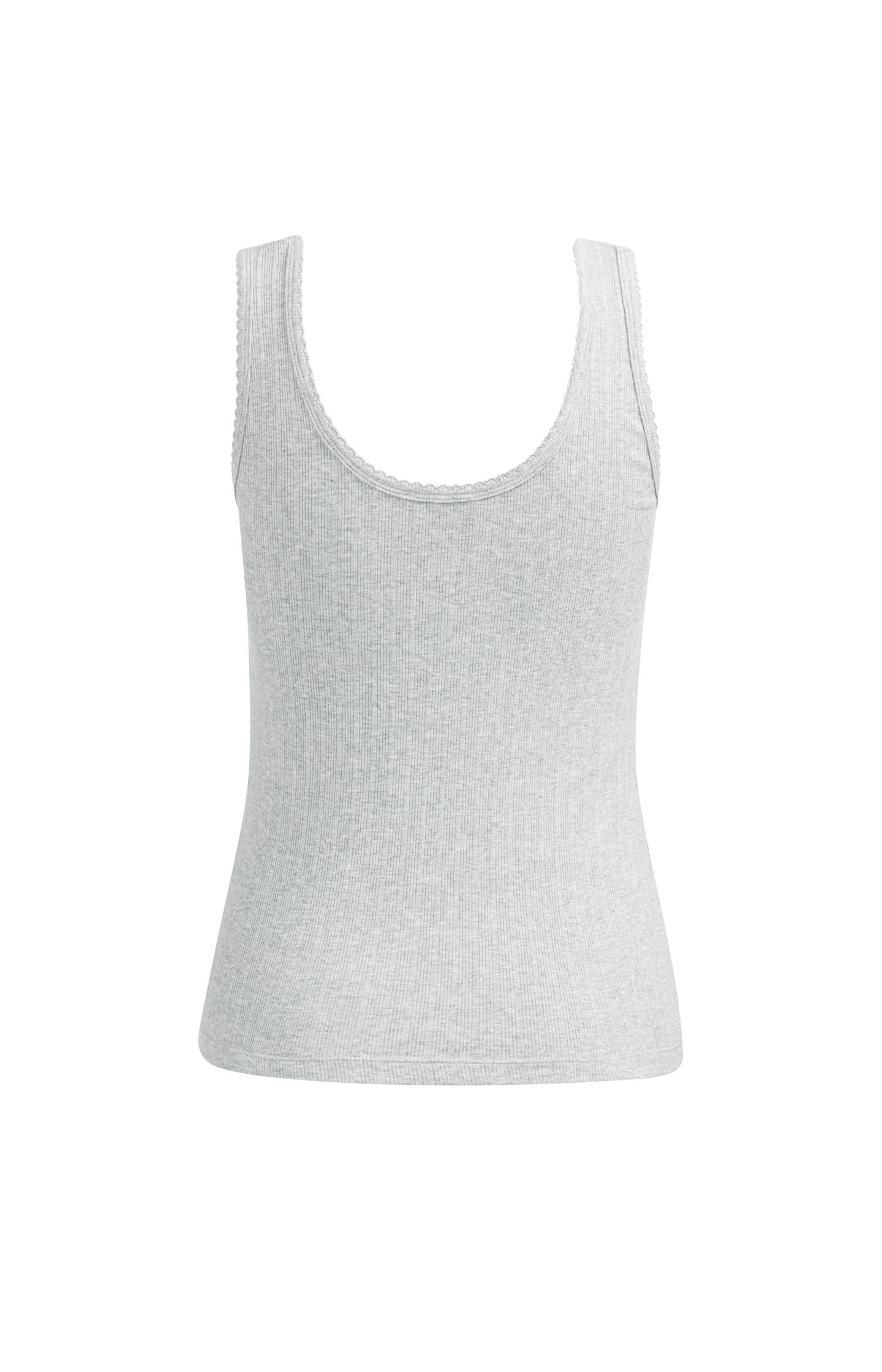 Ribbed singlet with delicate scalloped edge