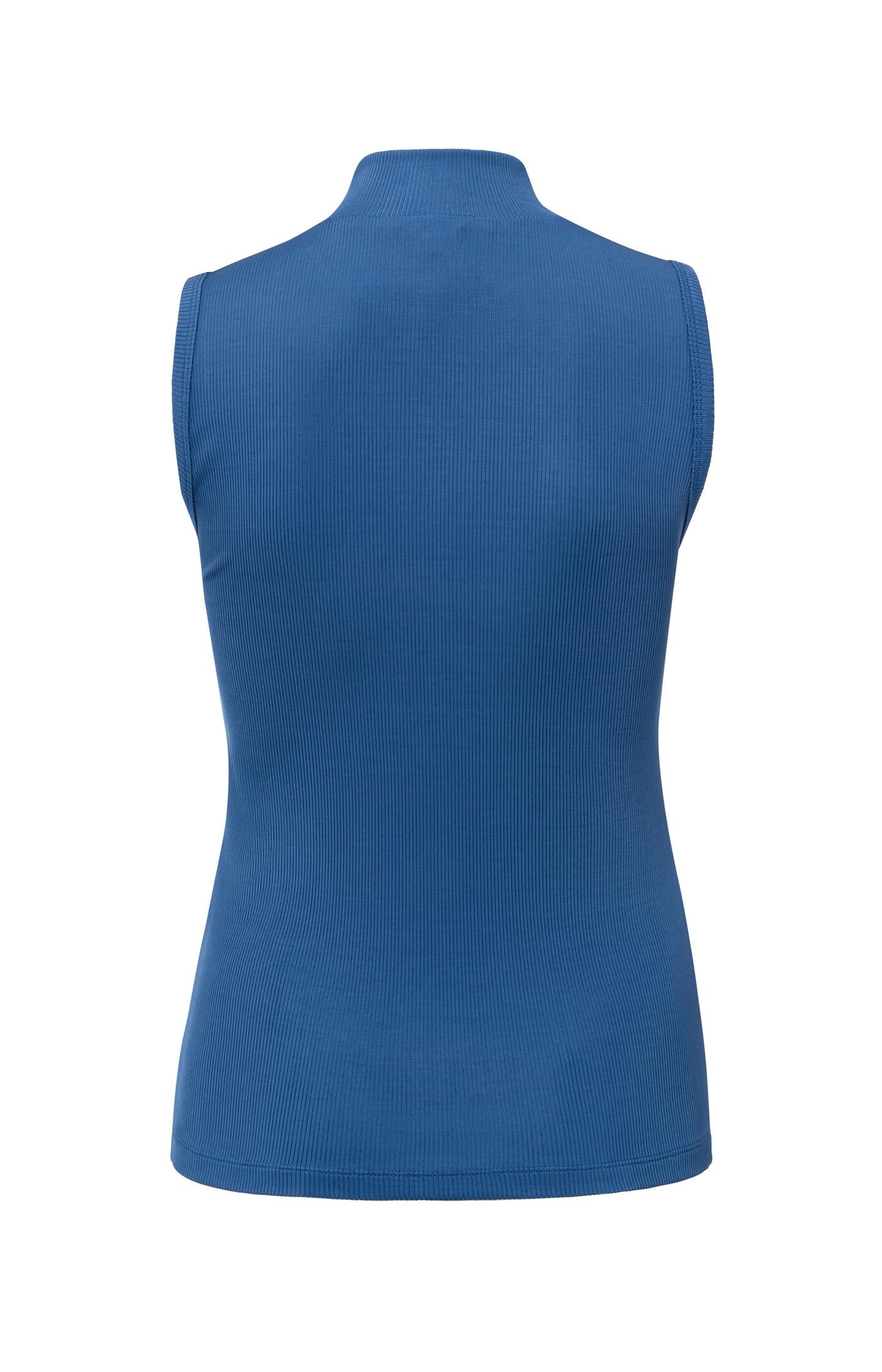 Ribbed singlet with high neck in slim fit