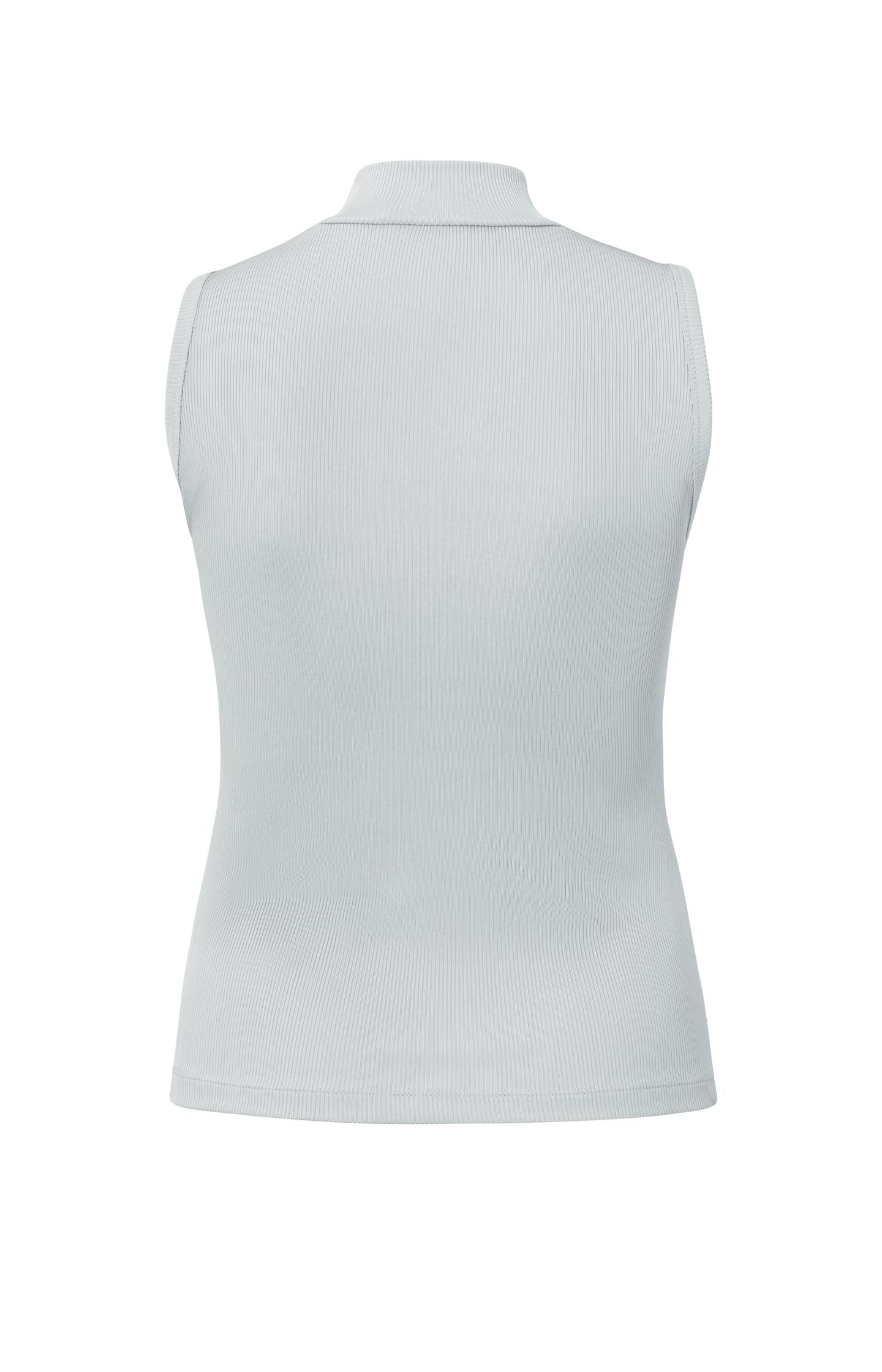 Ribbed singlet with high neck in slim fit