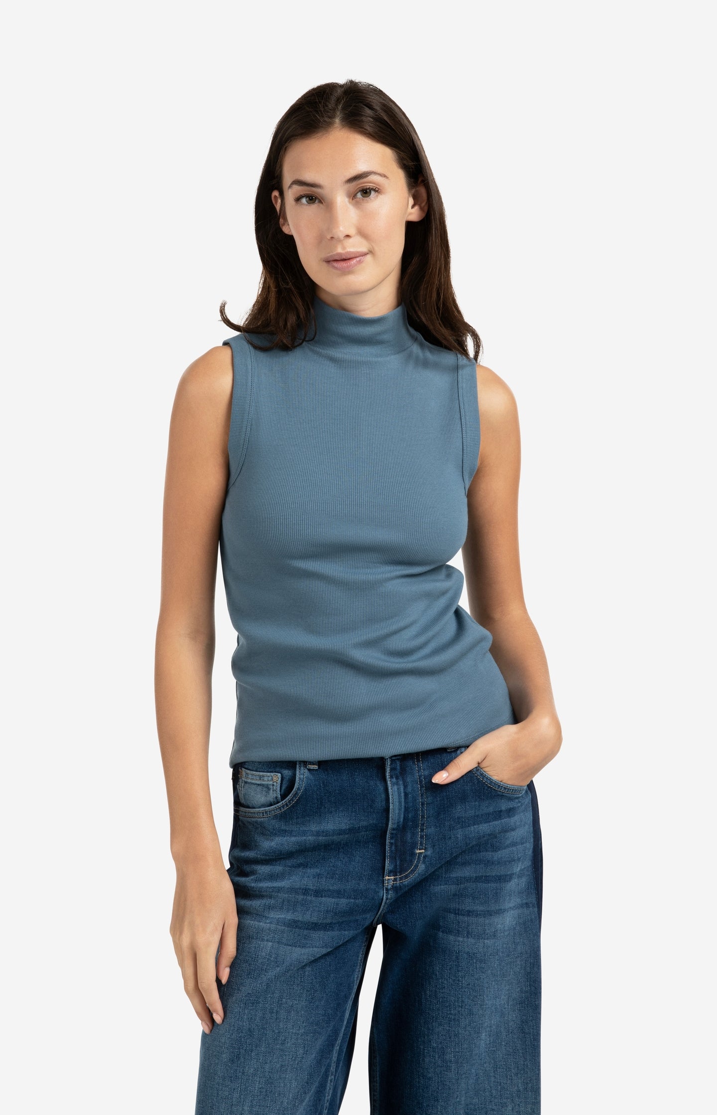 Ribbed singlet with high neck - Type: lookbook
