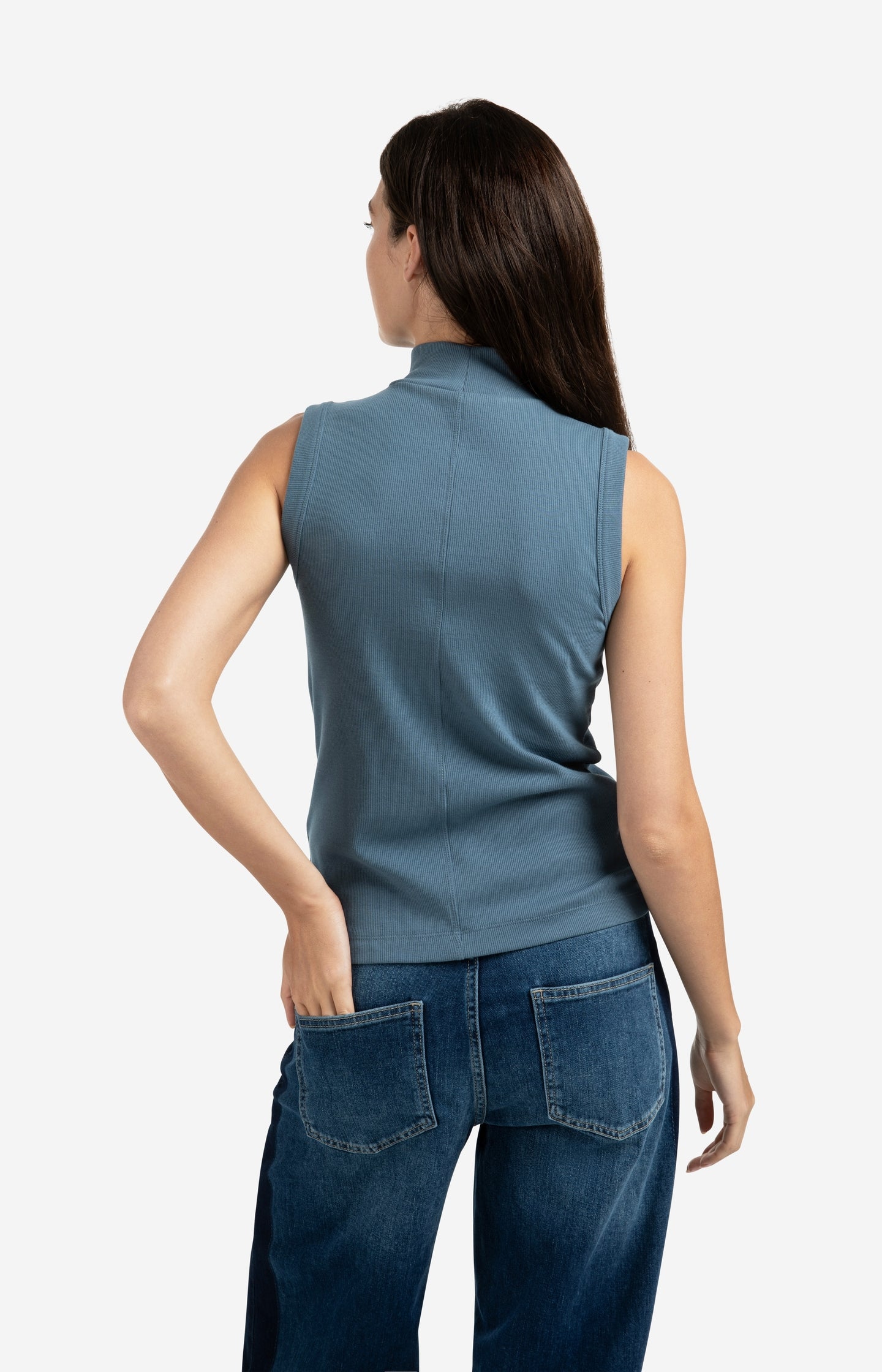 Ribbed singlet with high neck