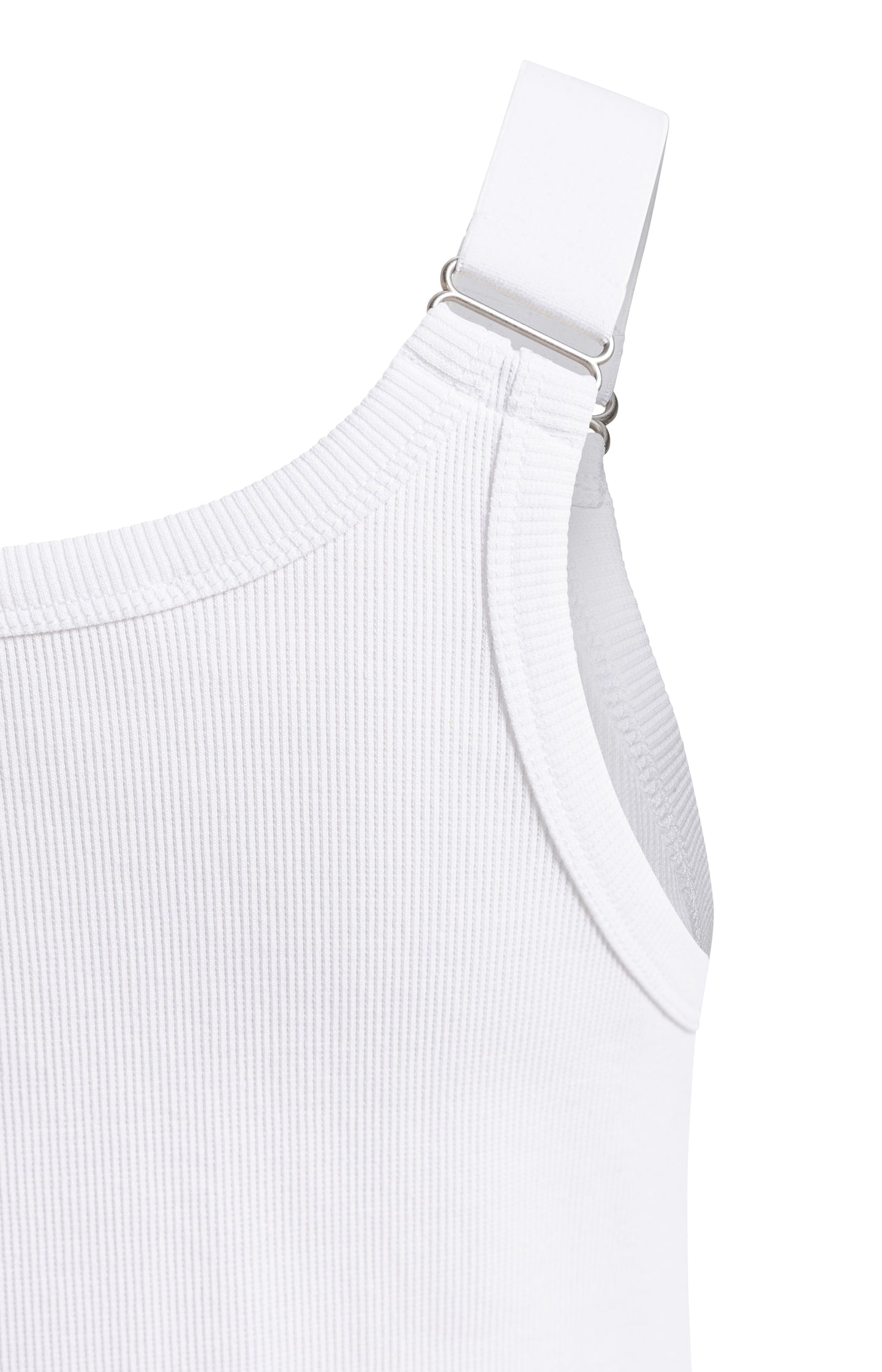 Ribbed singlet with ring details on the shoulder straps