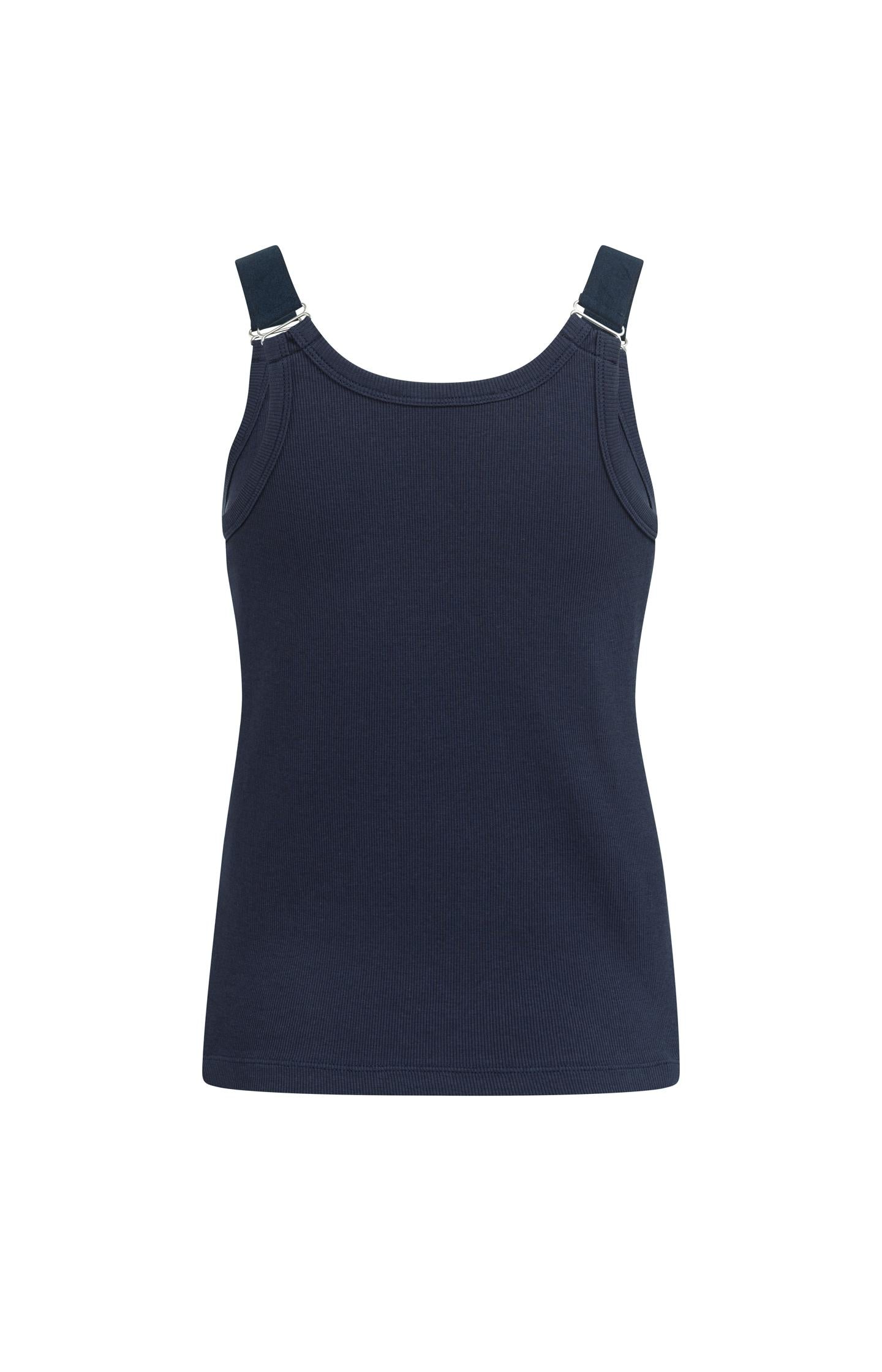 Ribbed singlet with ring details on the shoulder straps