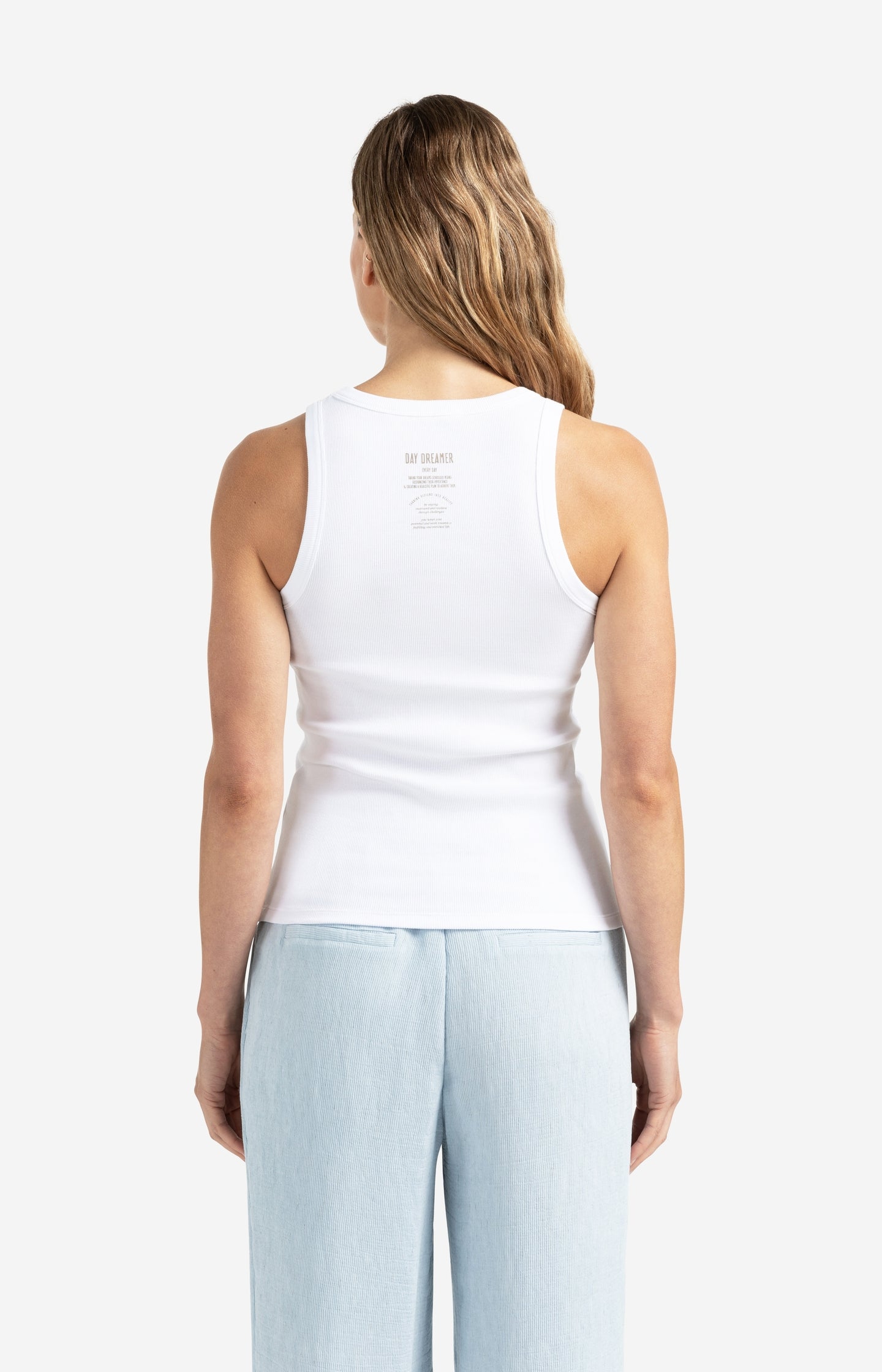 Ribbed singlet with round neck and back print - Type: lookbook
