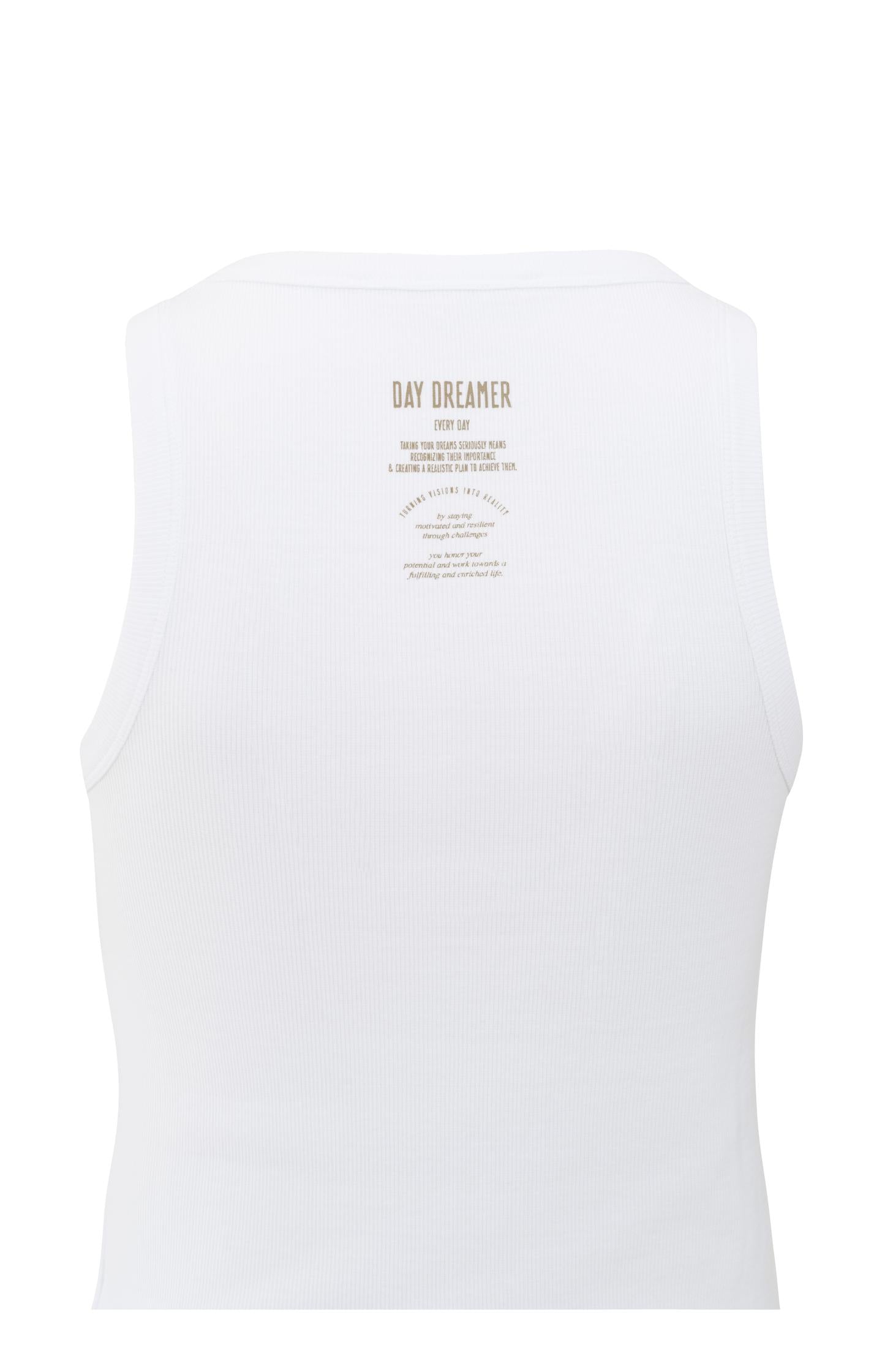 Ribbed singlet with round neck and back print