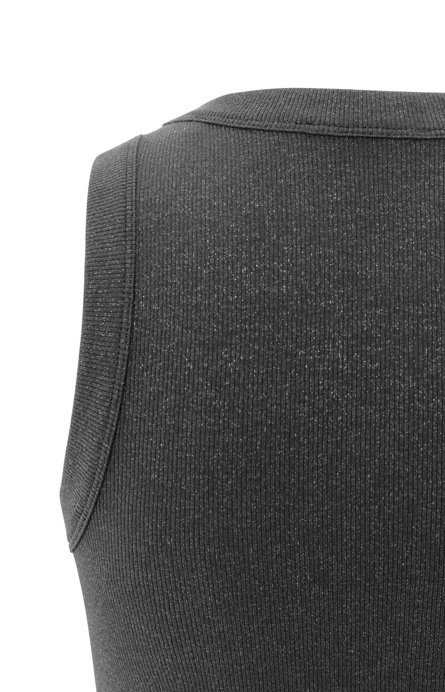 Ribbed singlet with round neck and subtle shimmer