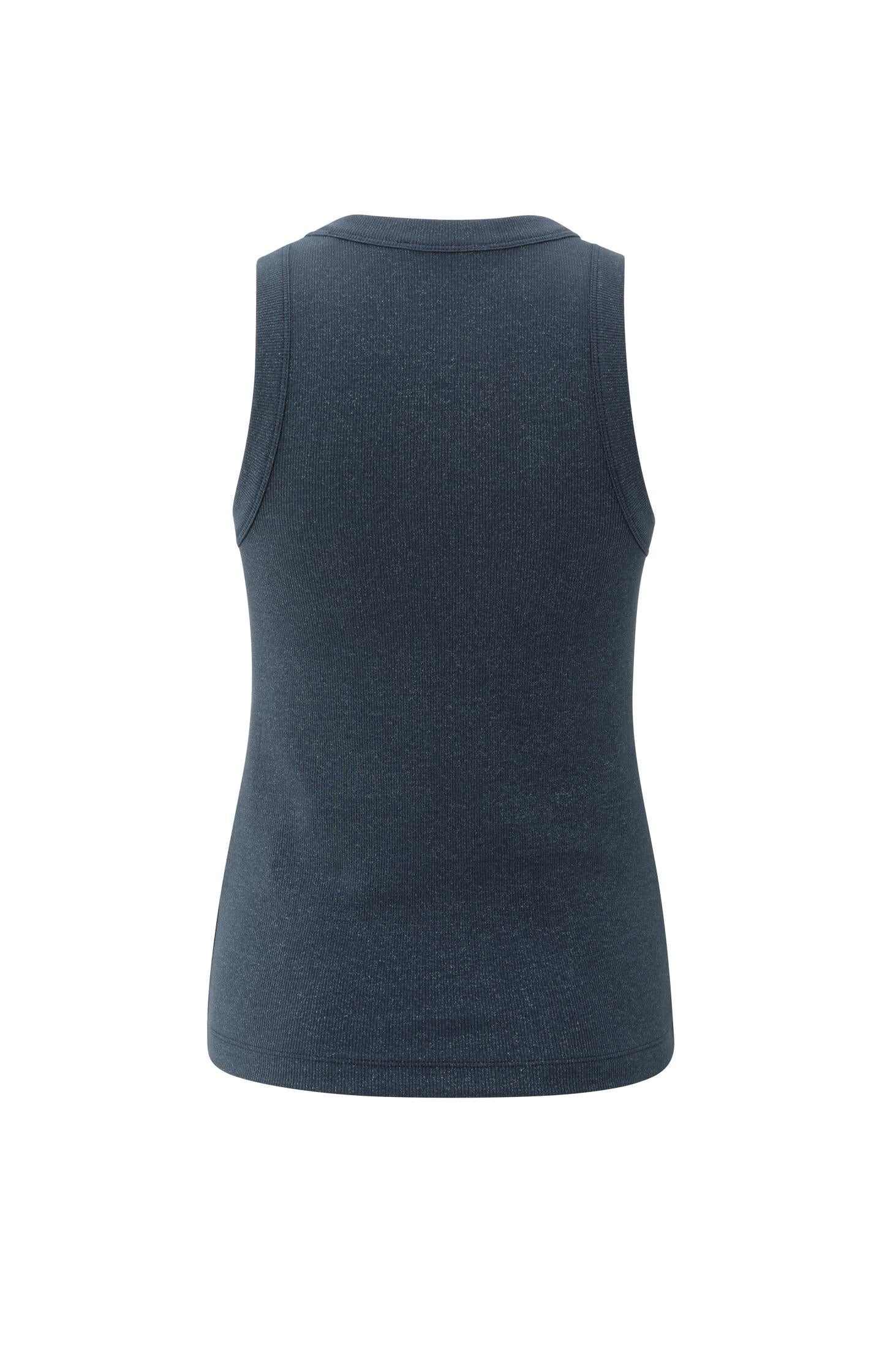 Ribbed singlet with round neck and subtle shimmer