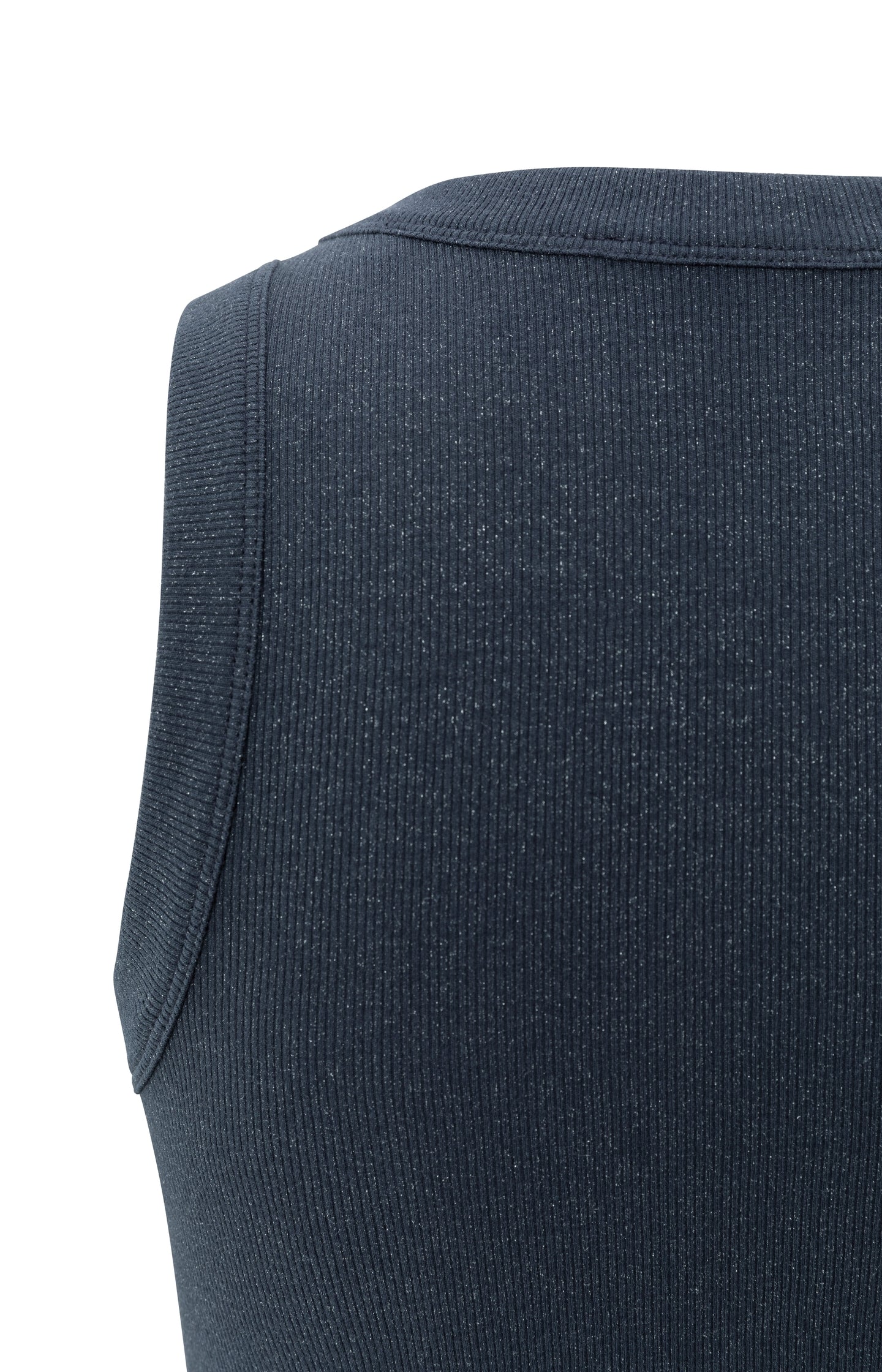 Ribbed singlet with round neck and subtle shimmer