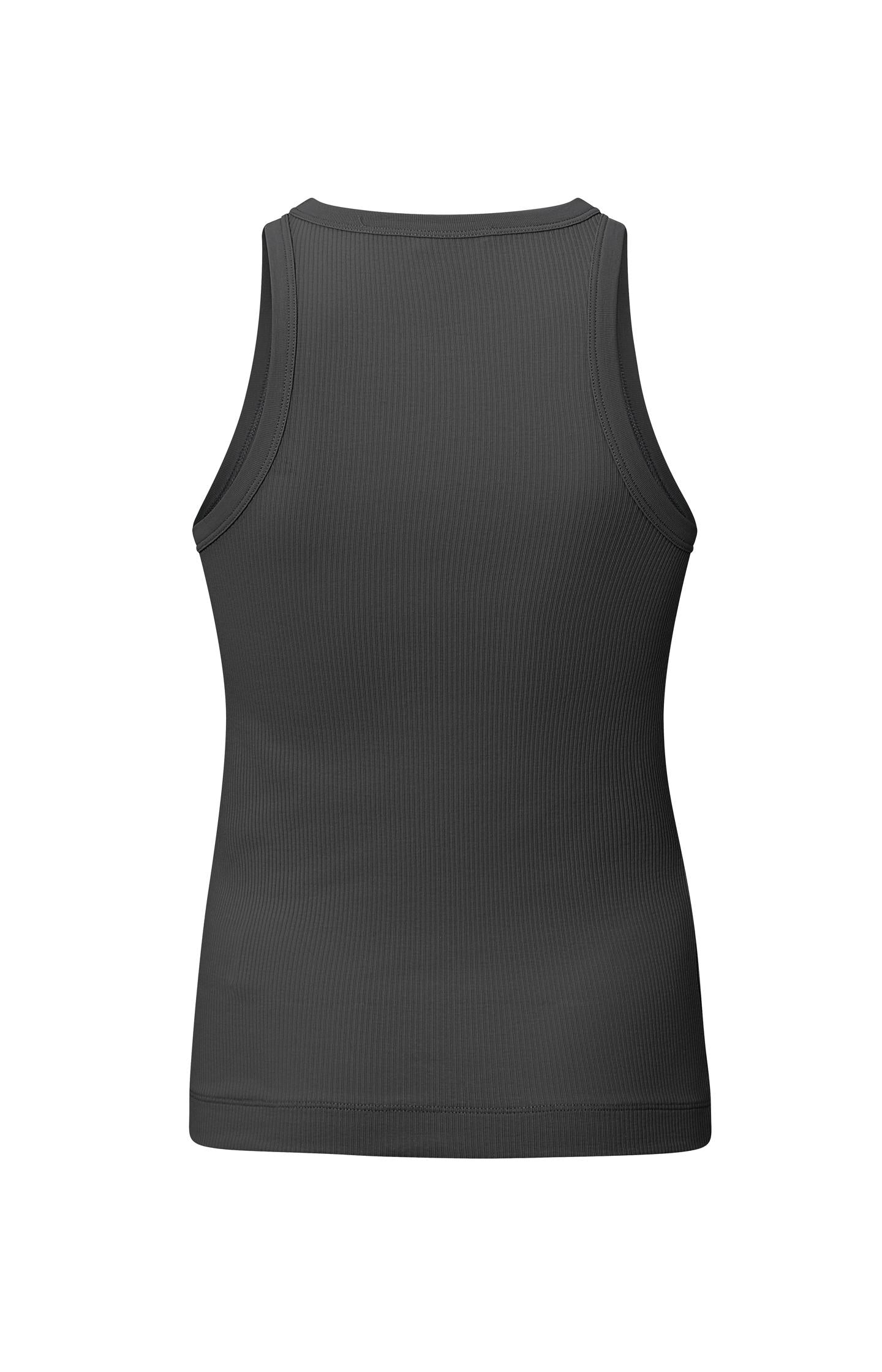 Ribbed singlet with high round neck in organic cotton