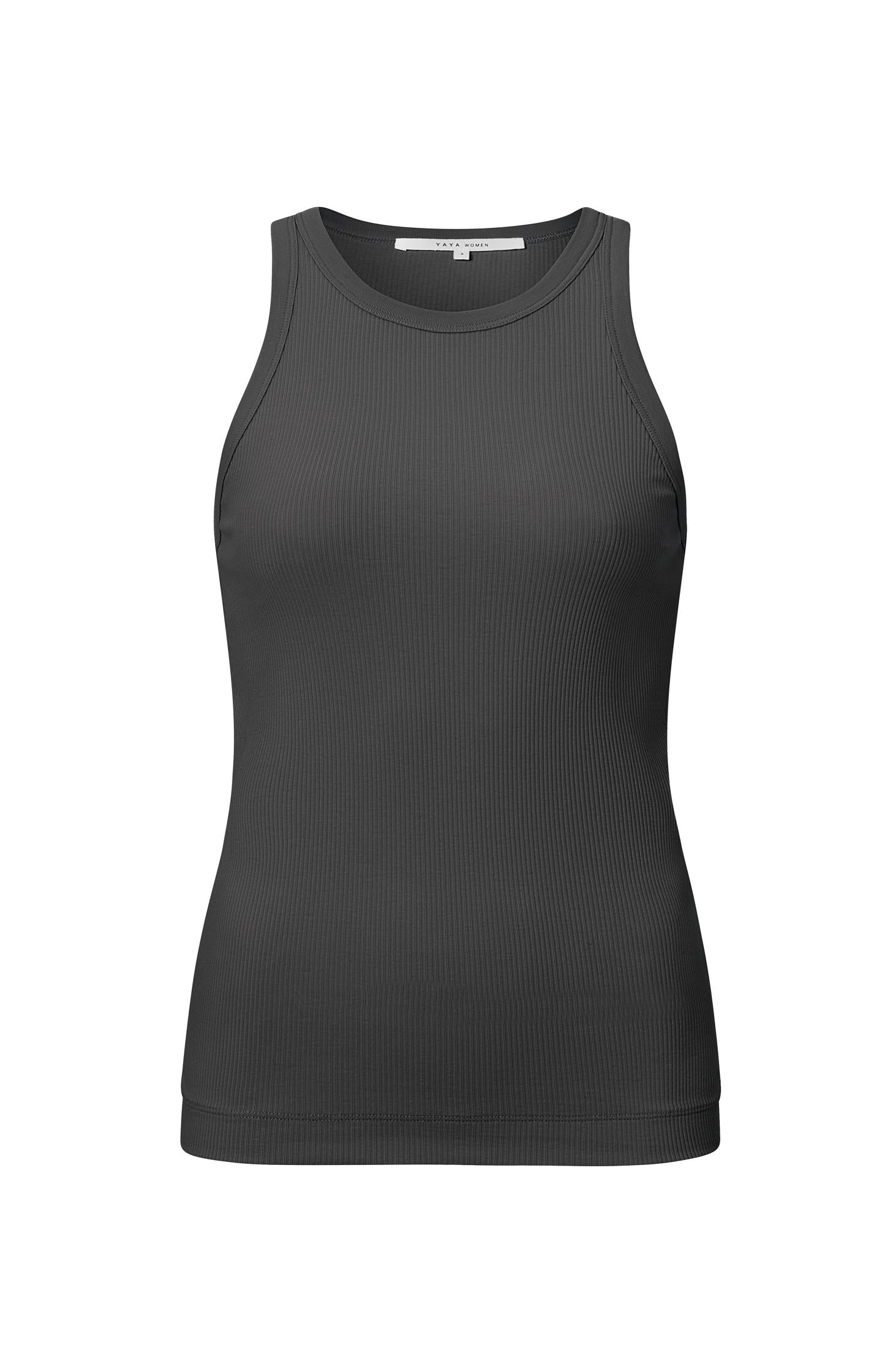 Ribbed singlet with high round neck in organic cotton - Type: product