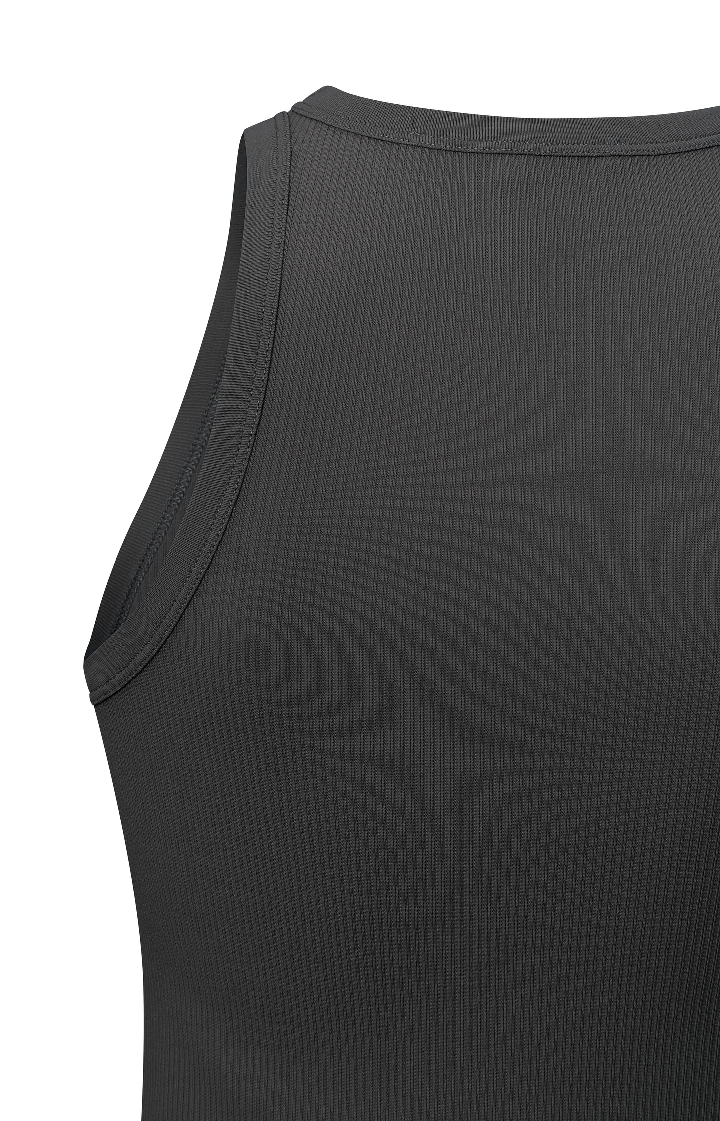 Ribbed singlet with high round neck in organic cotton