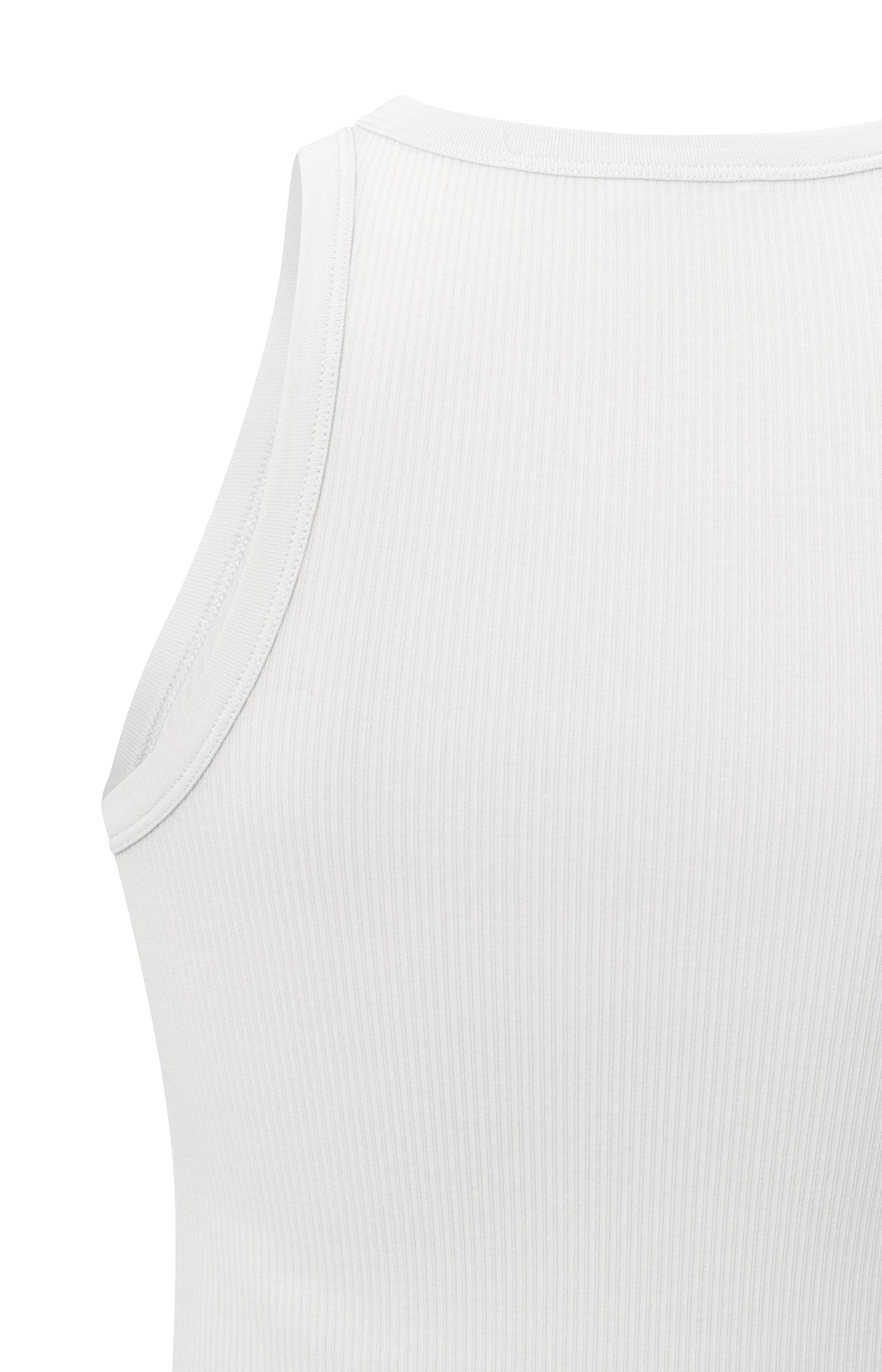 Ribbed singlet with high round neck in organic cotton