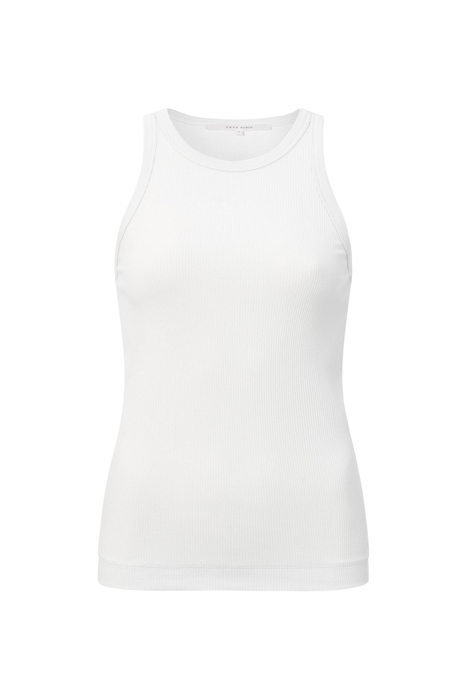 Ribbed singlet with high round neck in organic cotton - Type: product