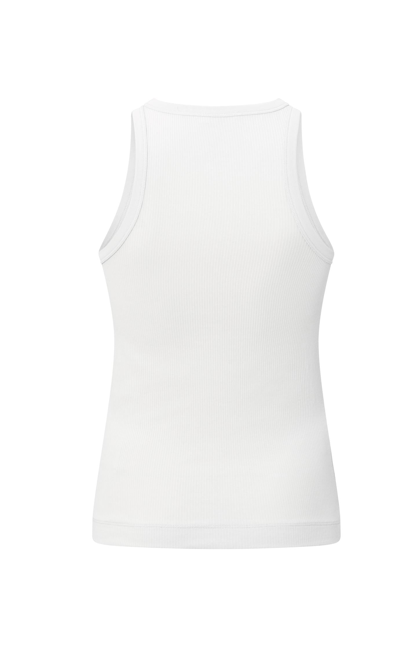 Ribbed singlet with high round neck in organic cotton