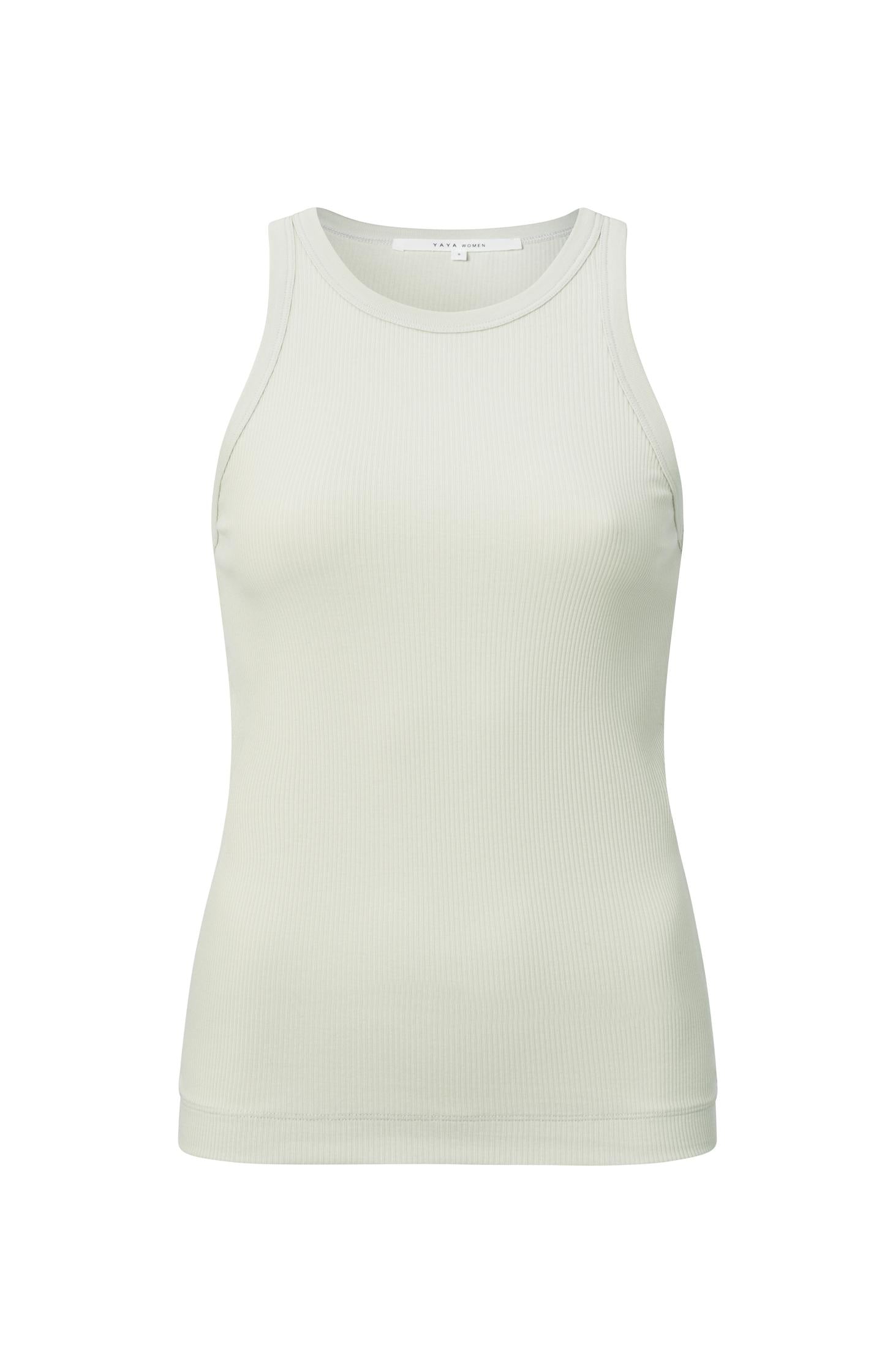 Ribbed singlet with high round neck in organic cotton - Type: product