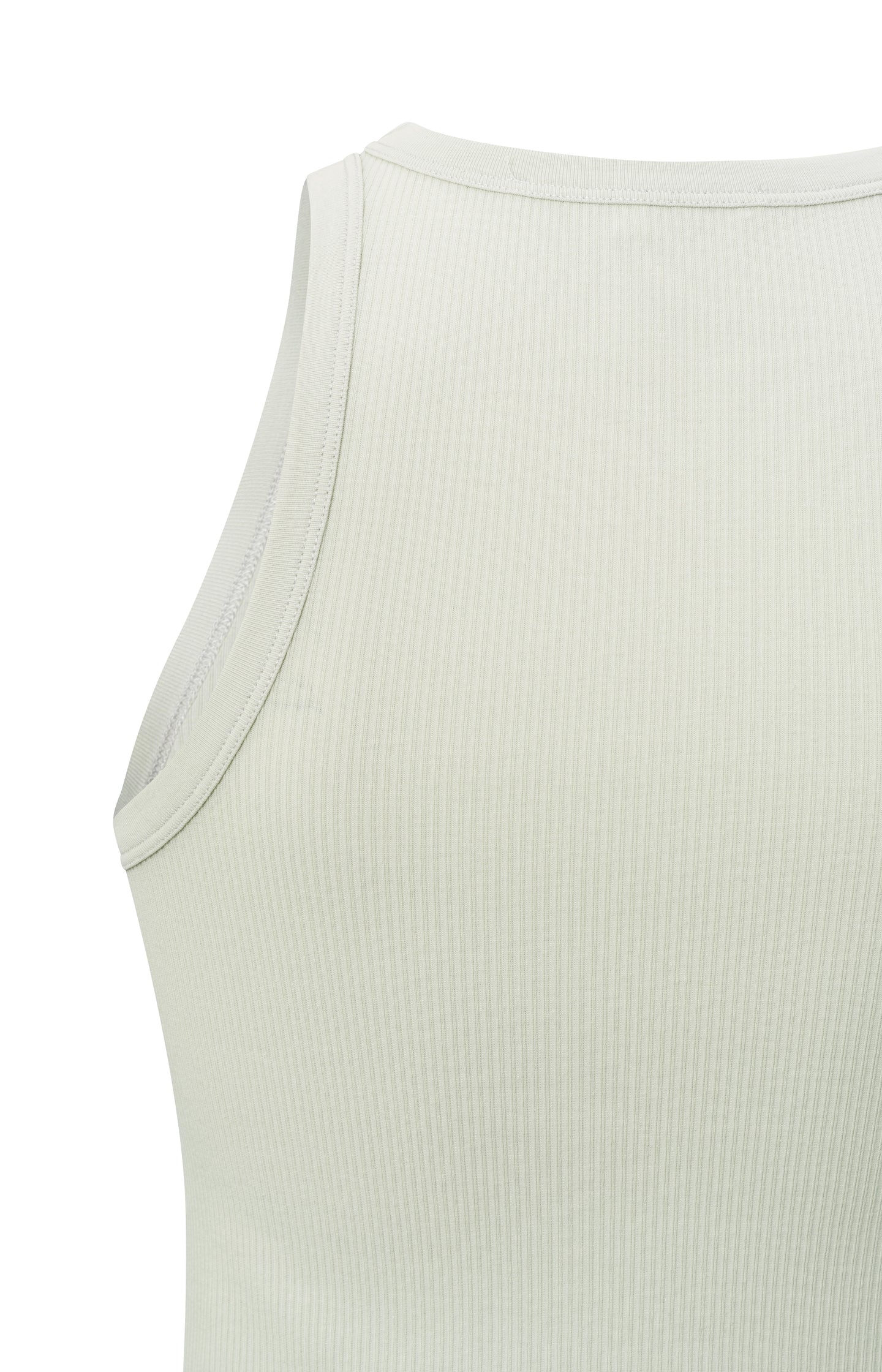 Ribbed singlet with high round neck in organic cotton