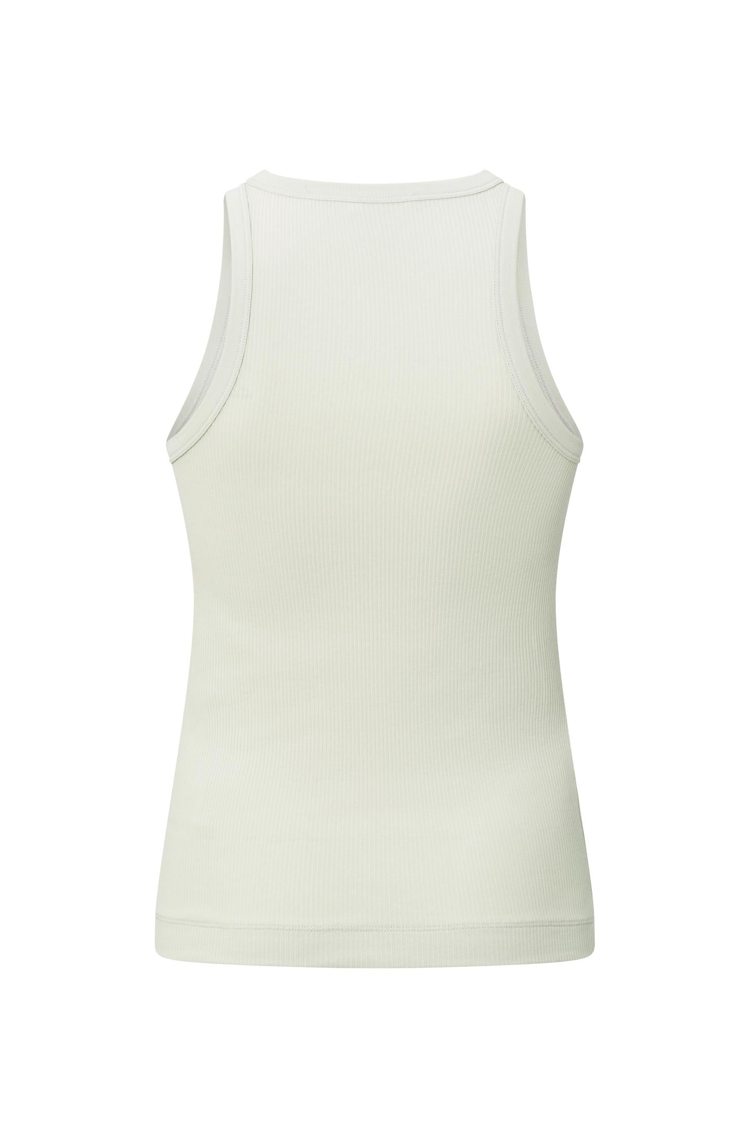 Ribbed singlet with high round neck in organic cotton